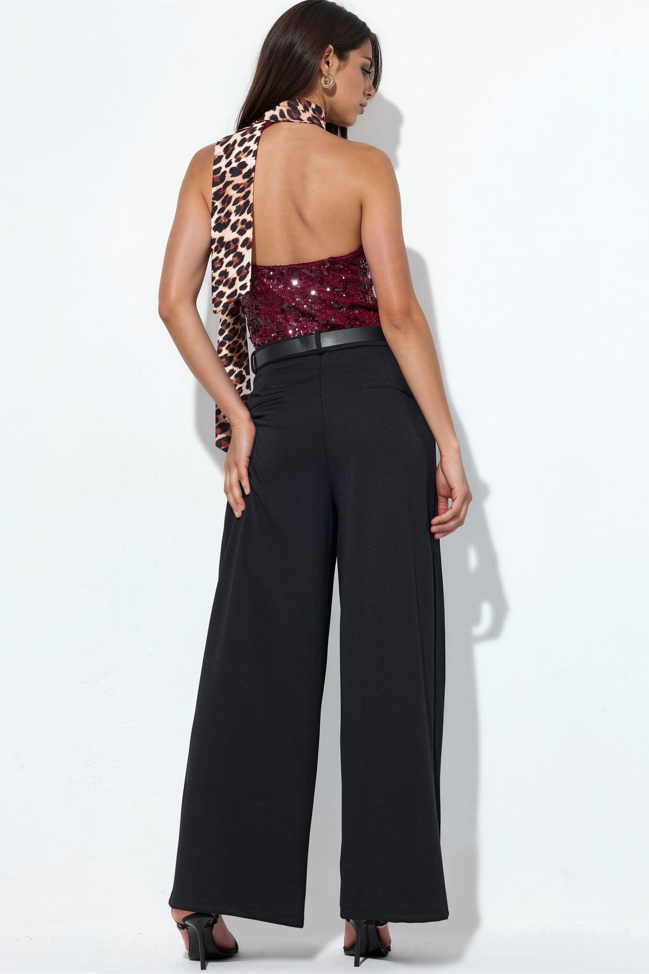 BUSEM High-Waist Wide-Leg Crepe Trousers With Belt 3