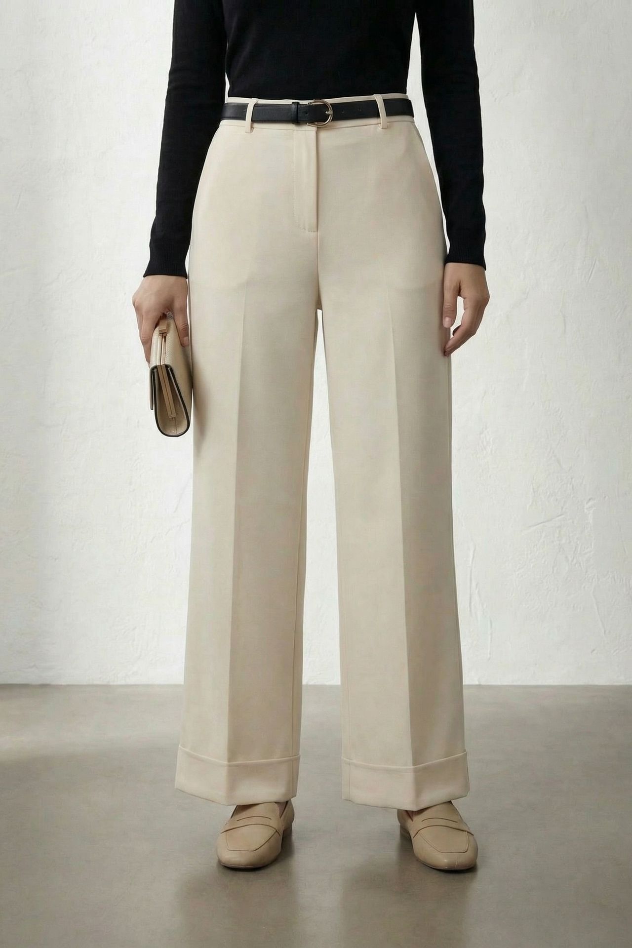 MY FASHION Belted Turnup Leg Pleated Trousers 3