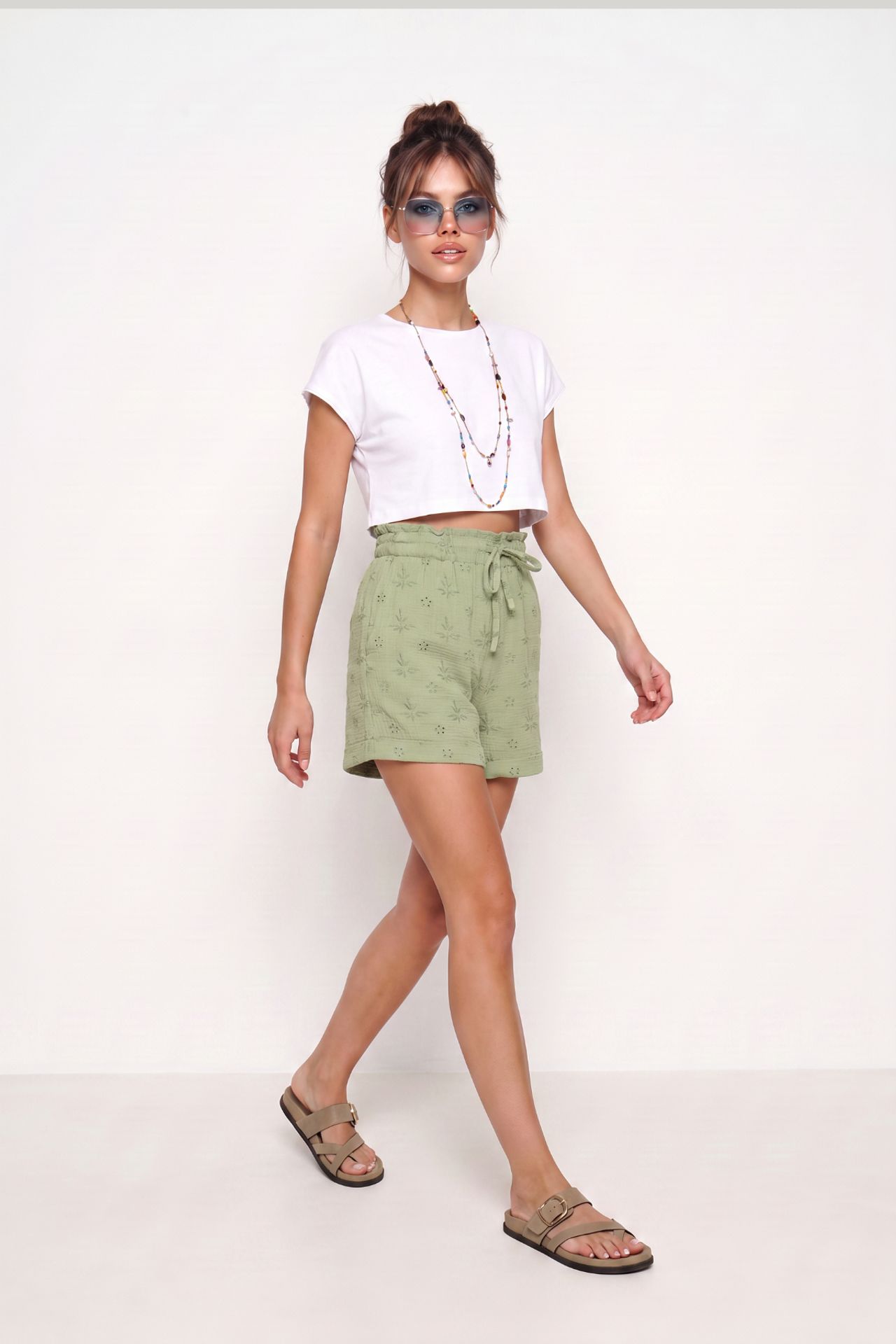 ISTANBUL High Waist Drawstring Mini Shorts with Binding Detail 3