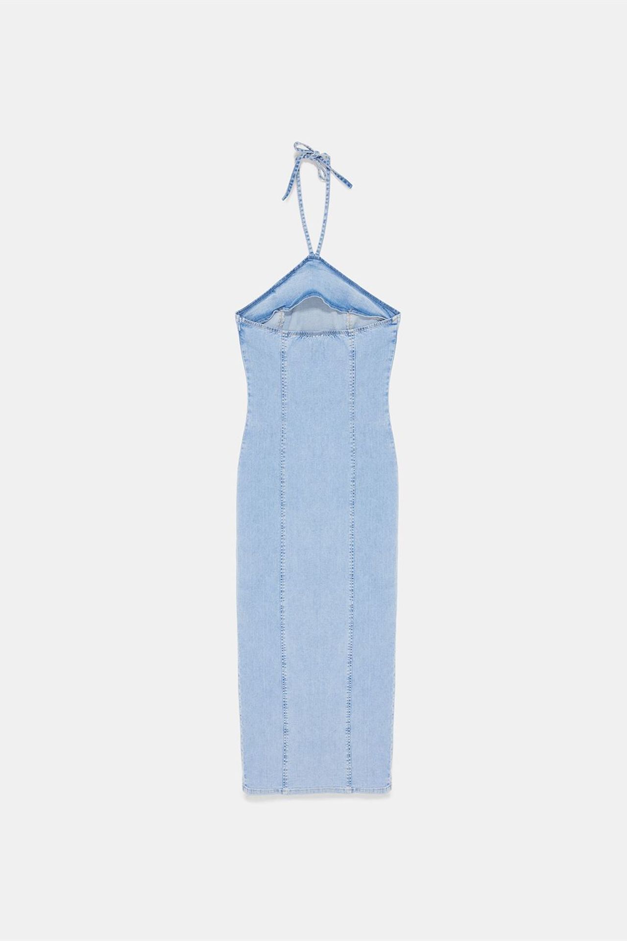 DILVIN Halter Neck Midi Denim Dress 6