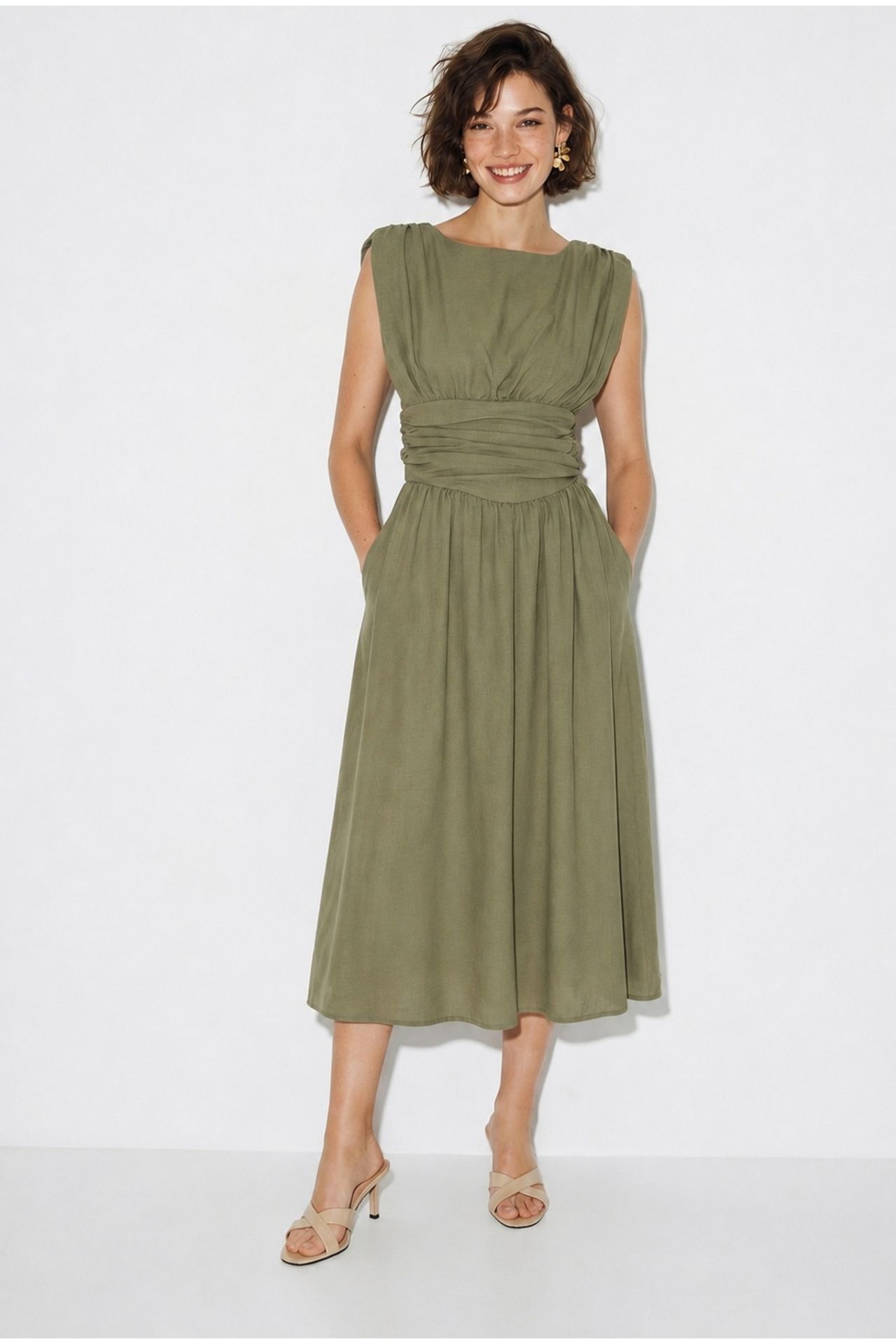 LUCCI Women's Sleeveless A-Line Midi Dress 5