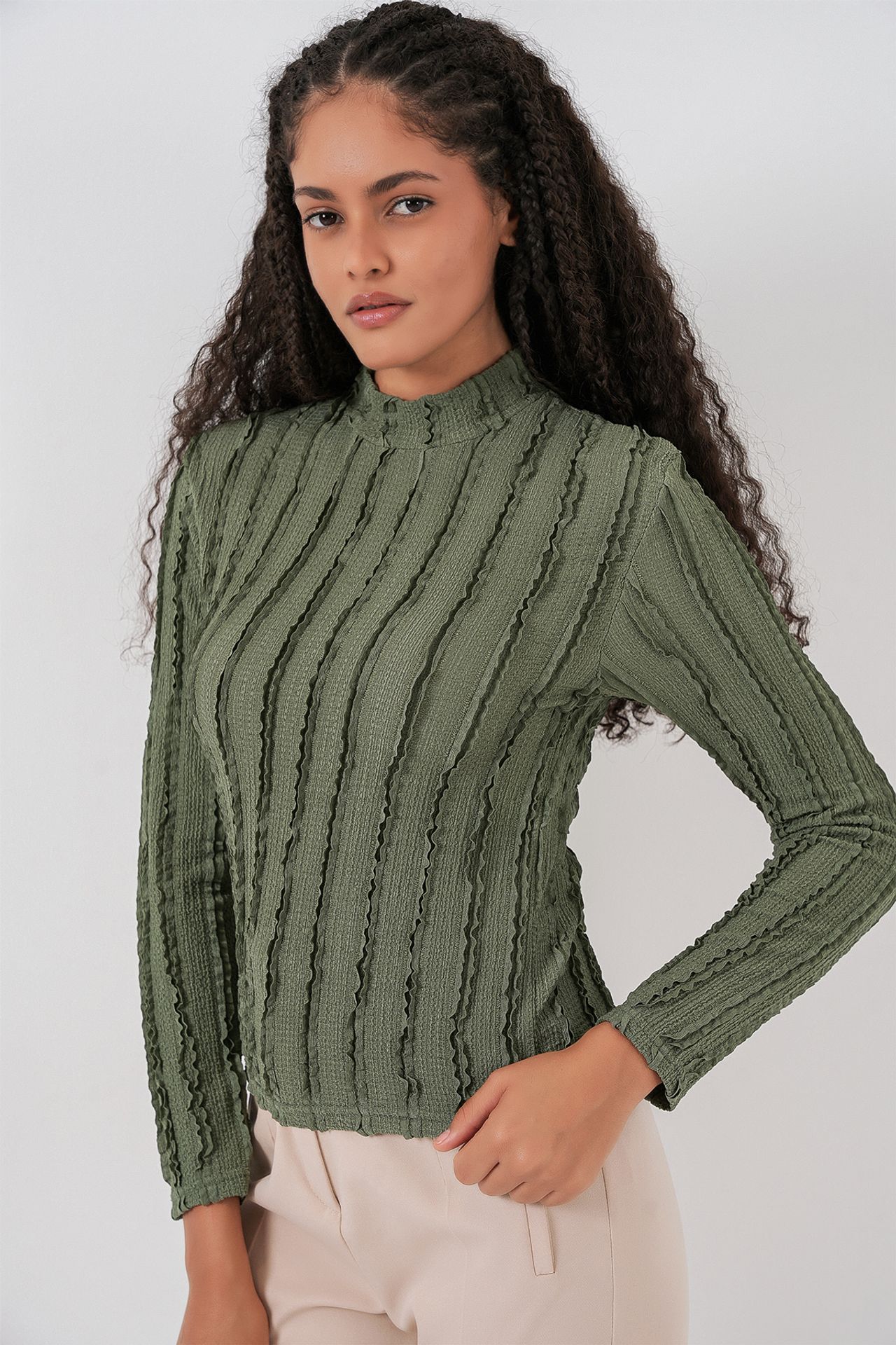 BDART Textured Slim Fit Half Turtleneck Blouse 5