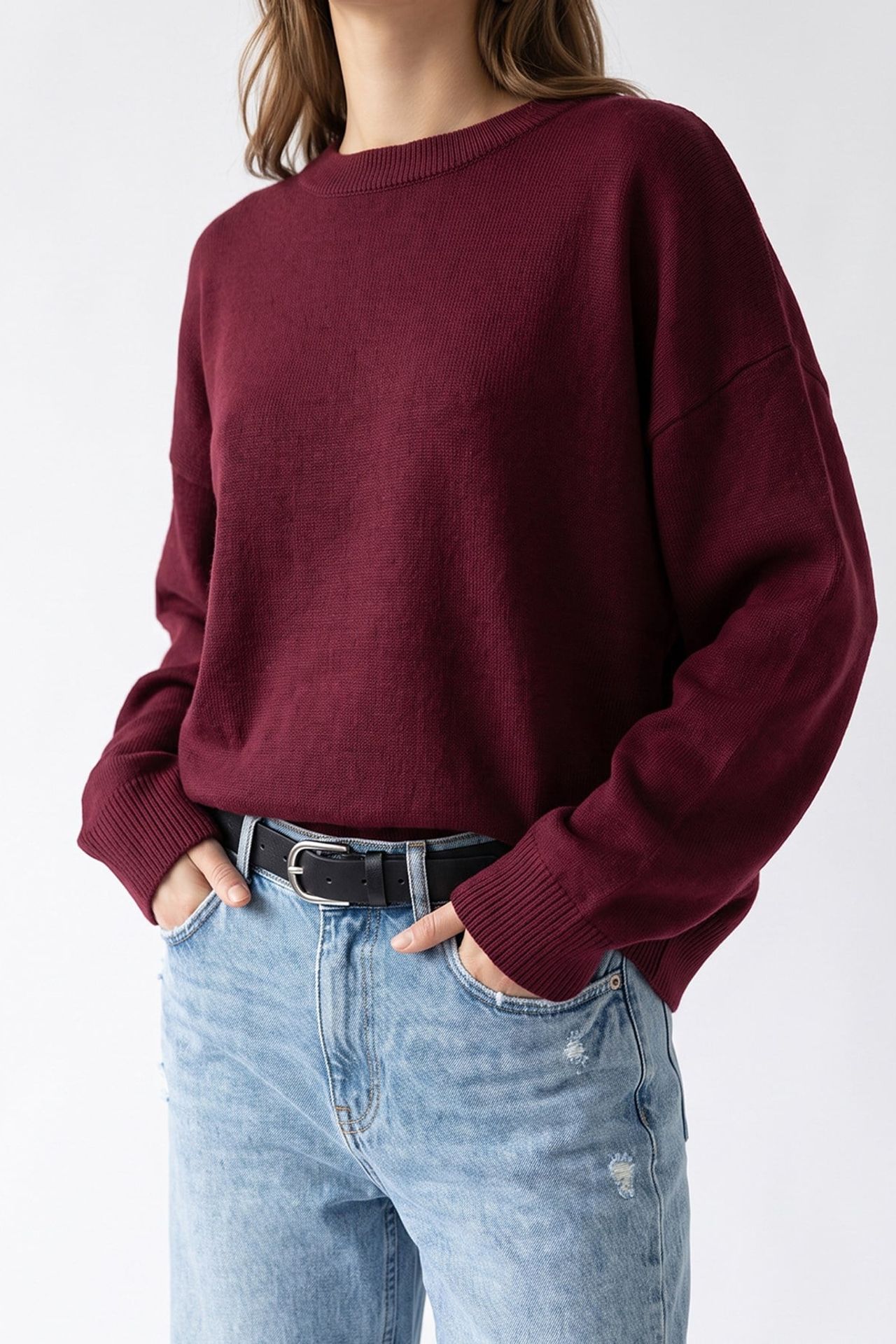 MIXRAY Oversized Ribbed Knit Sweater 2