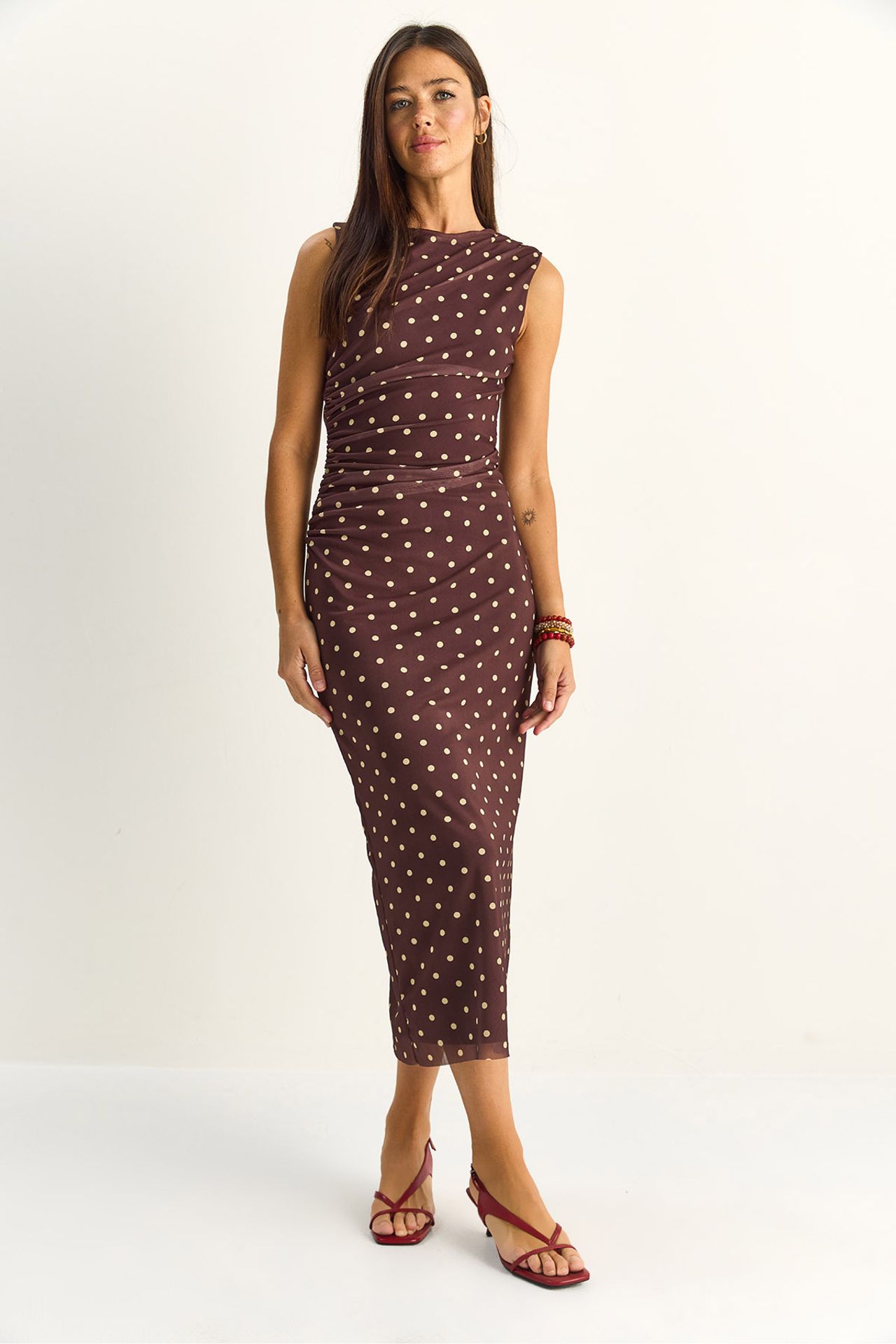 LUCCI Polka Dot Bodycon Midi Dress 2