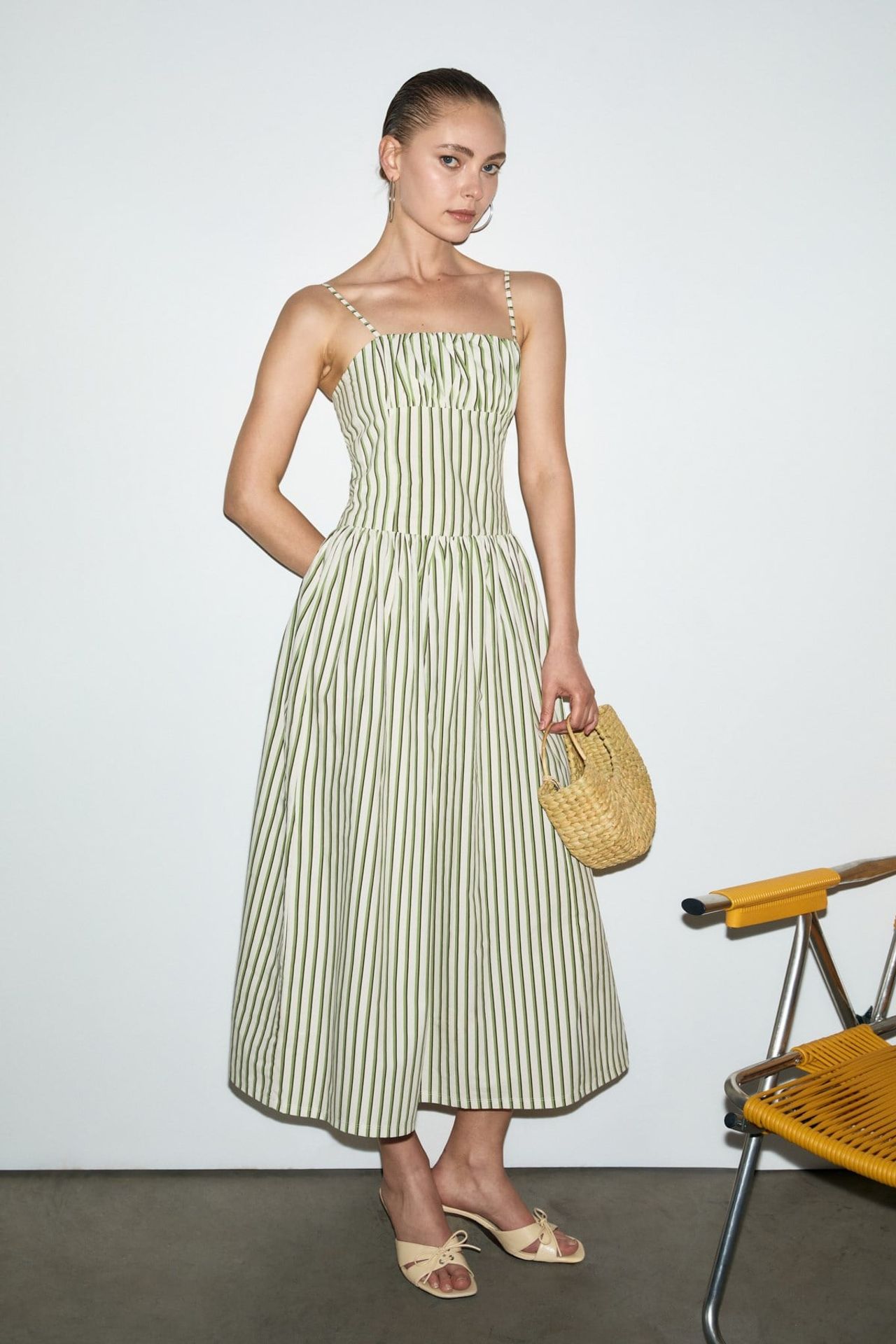GRIMELANGE Square Neck Polka Dot Midi Dress 2
