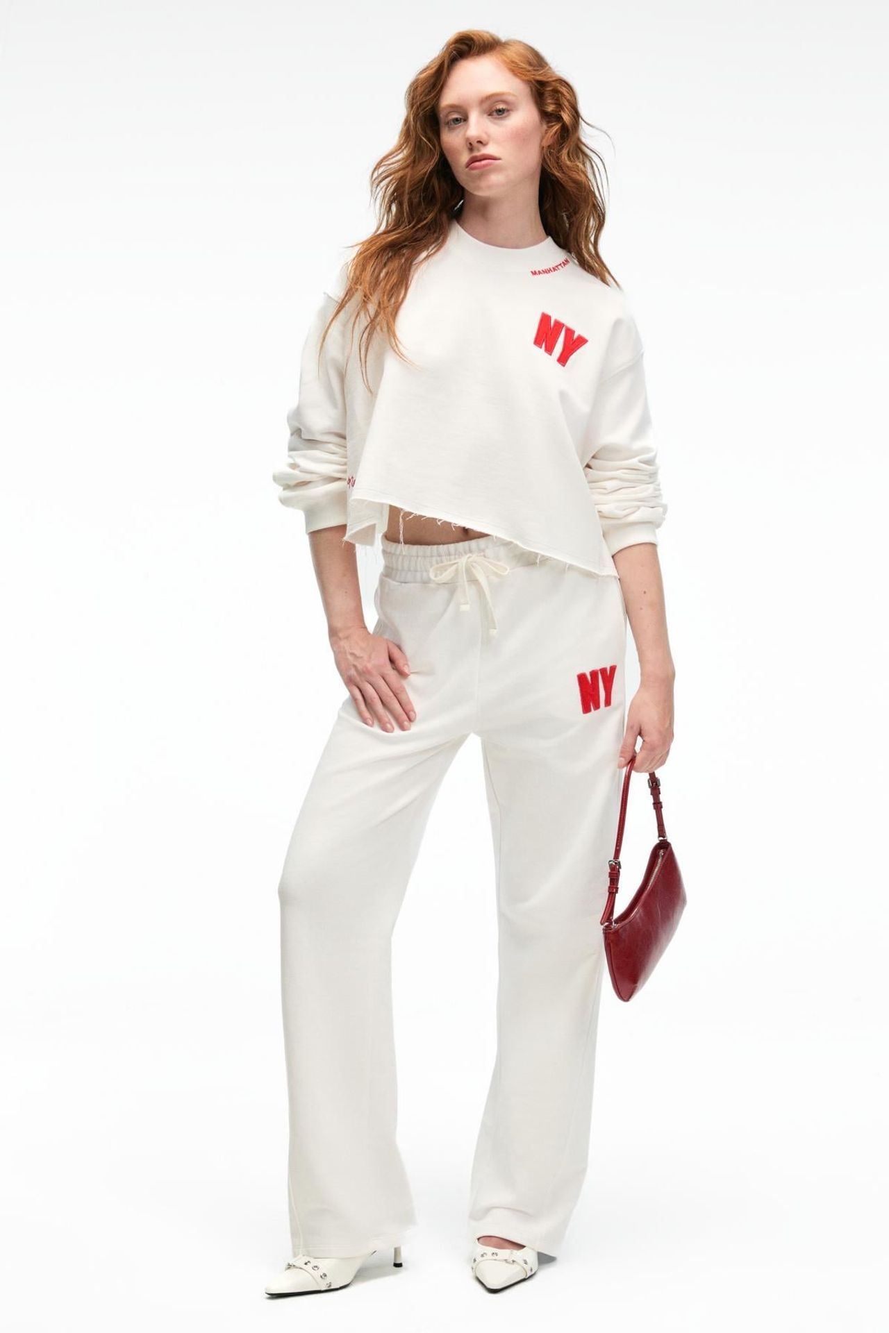 GRIMELANGE Wide Leg Text Print Joggers 1
