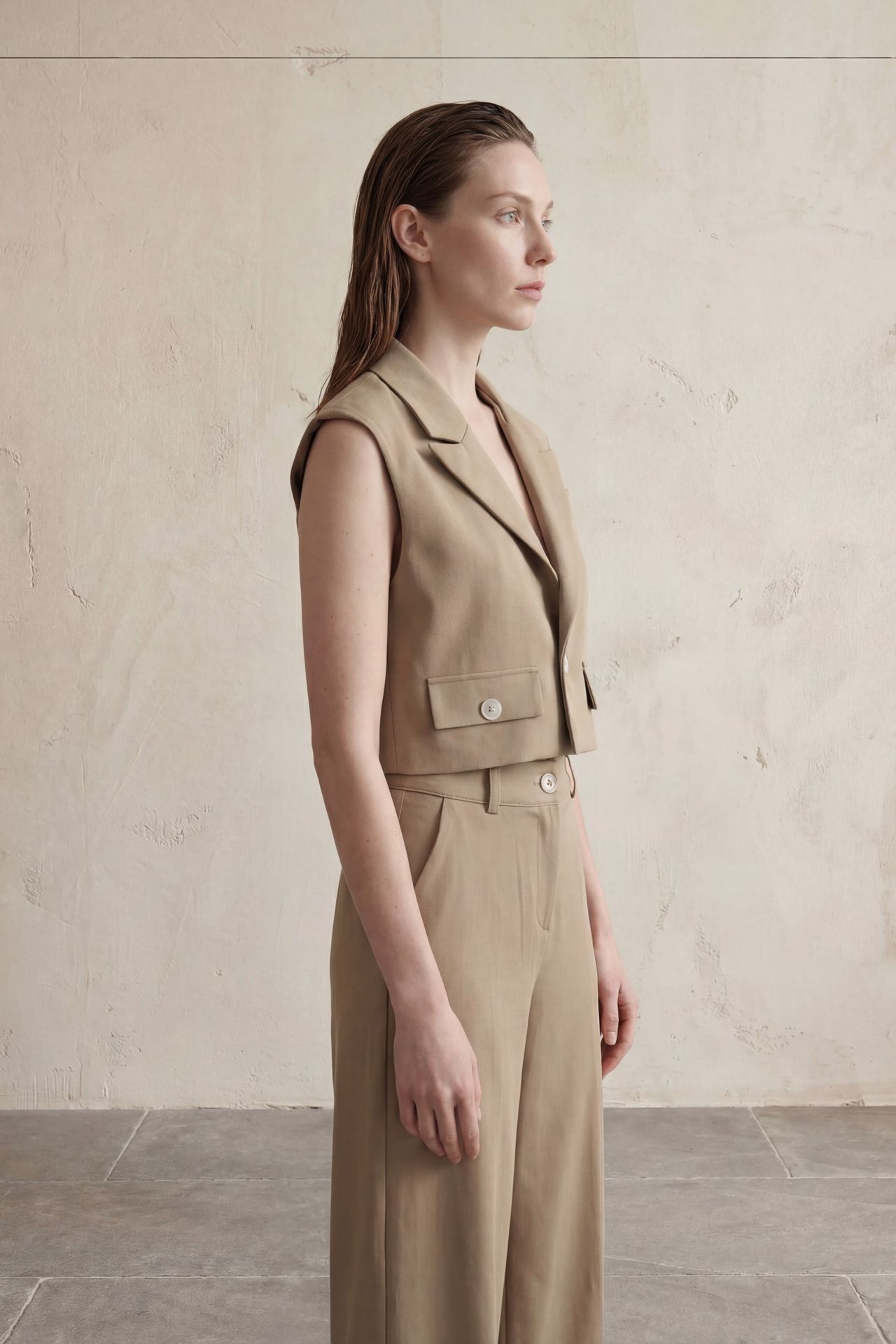 MY FASHION Cropped Buttoned Waistcoat 4