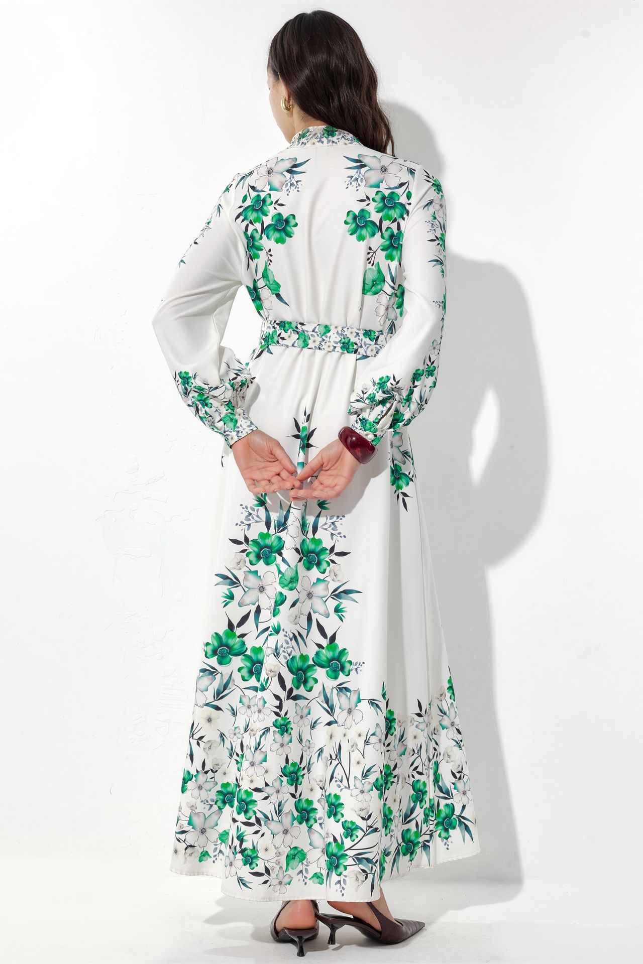 MSN Floral Belted Maxi Shirt Dress 3