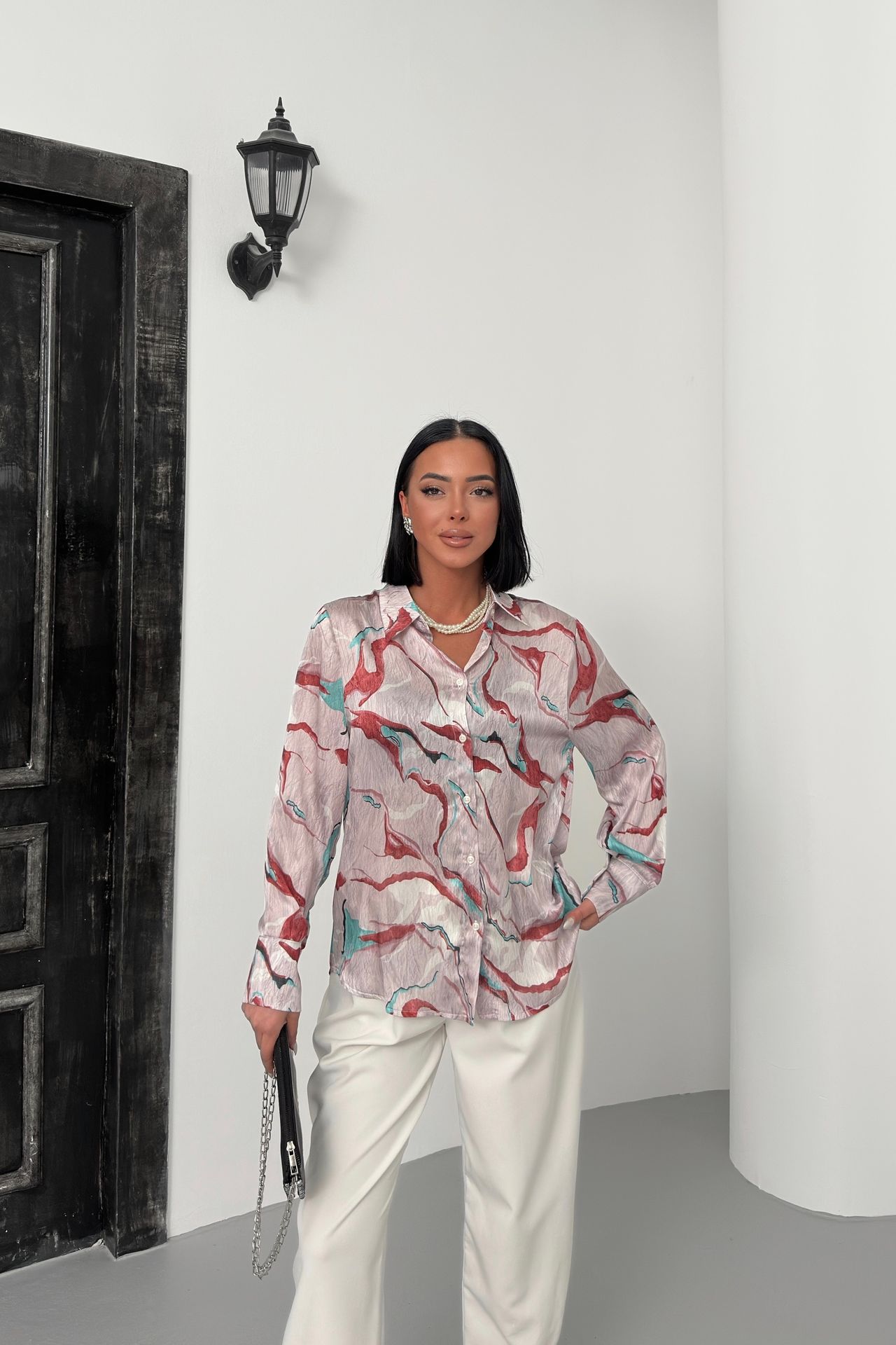 MY FASHION Abstract Print Button-Up Shirt 5