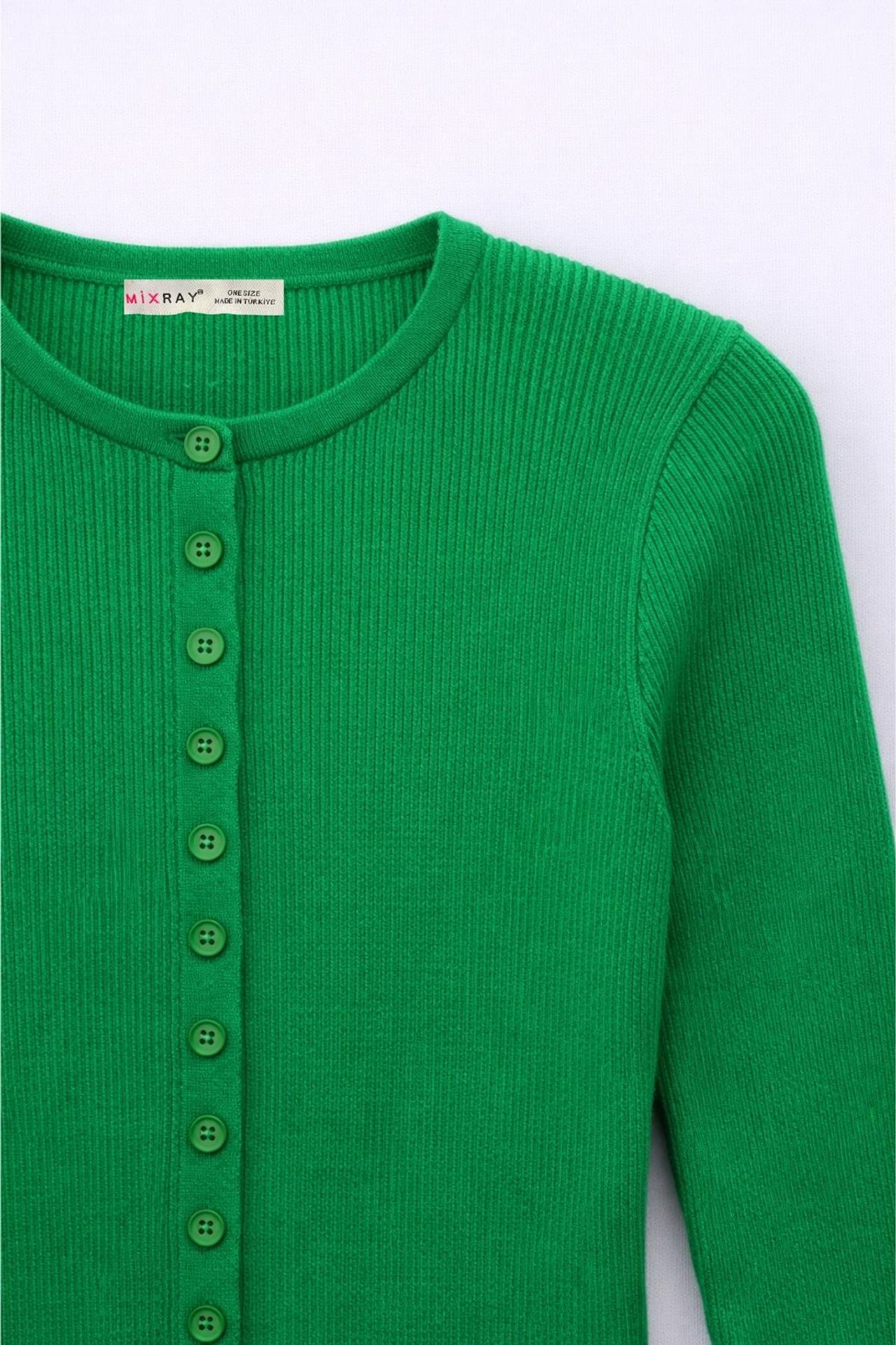 Mixray Buttoned Slim Fit Ribbed Knit Cardigan