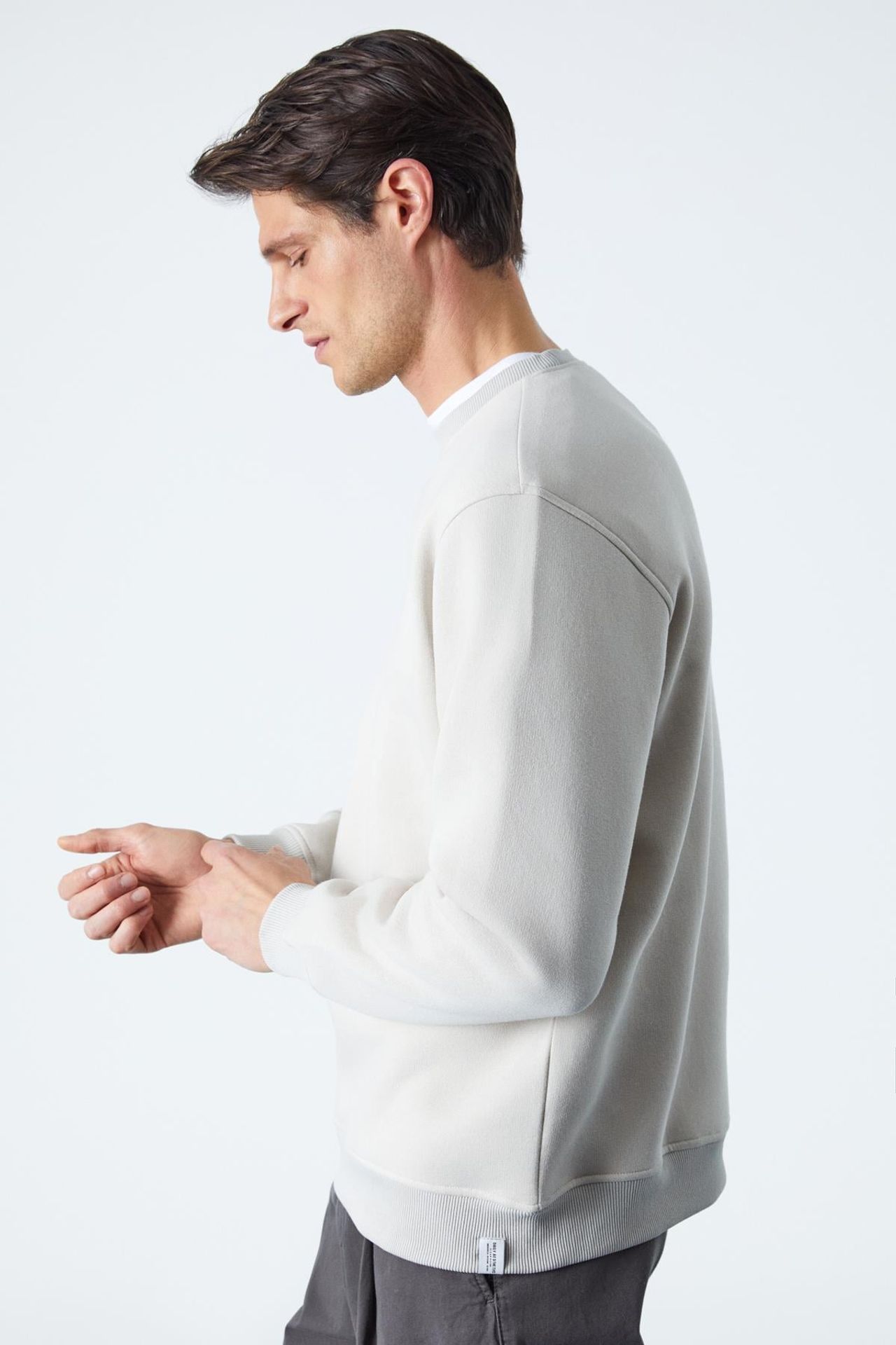 GRIMELANGE Bisiklet Yaka Nervürlü Sweatshirt 2