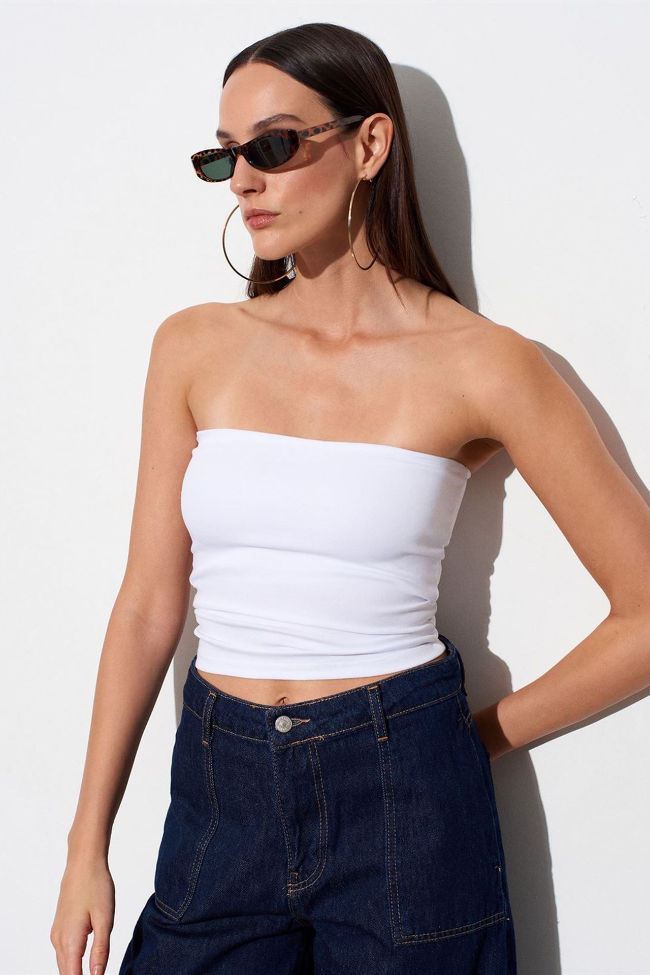 DILVIN Strapless Bodycon Bandeau Blouse 1