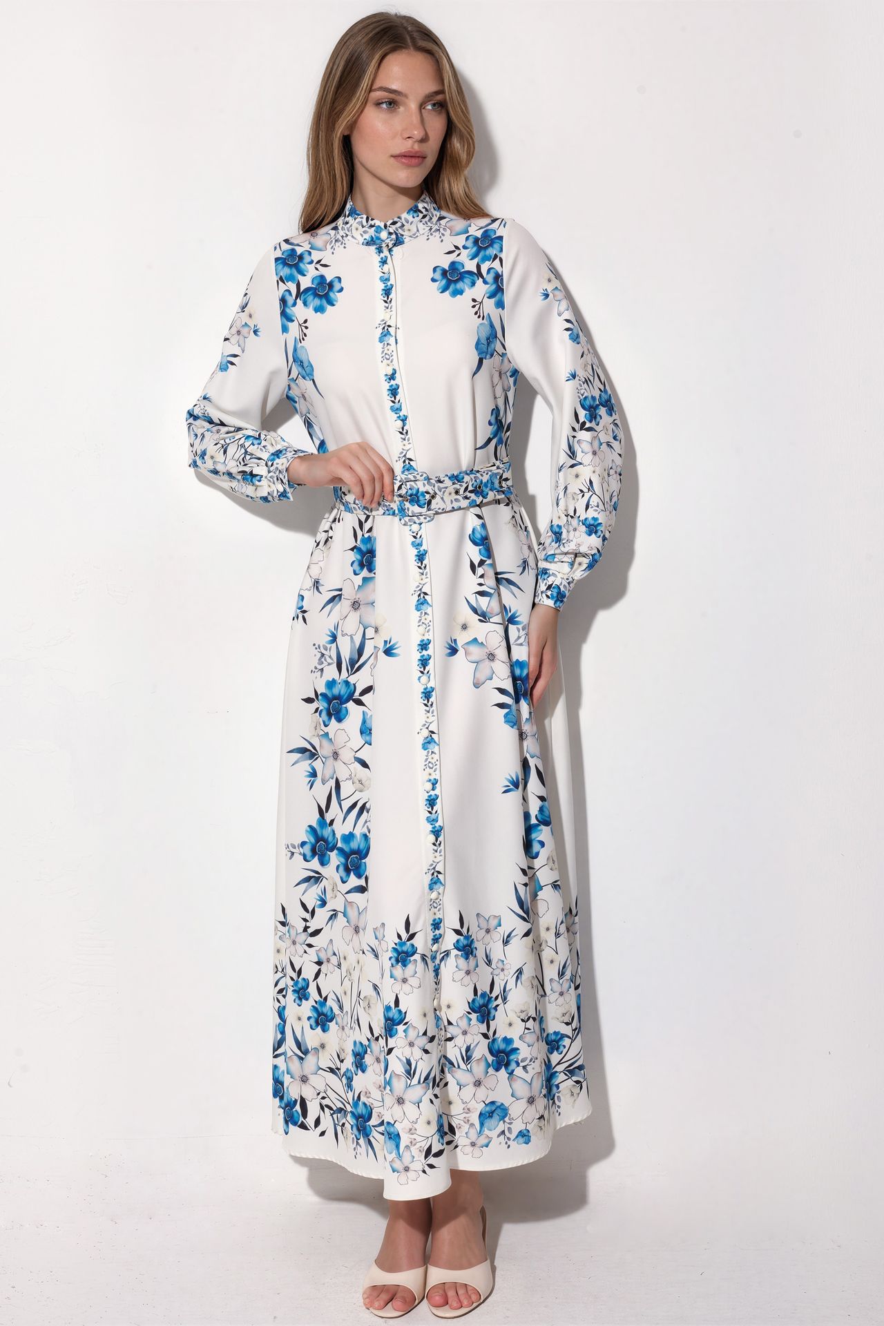 MSN Floral Belted Maxi Shirt Dress 1