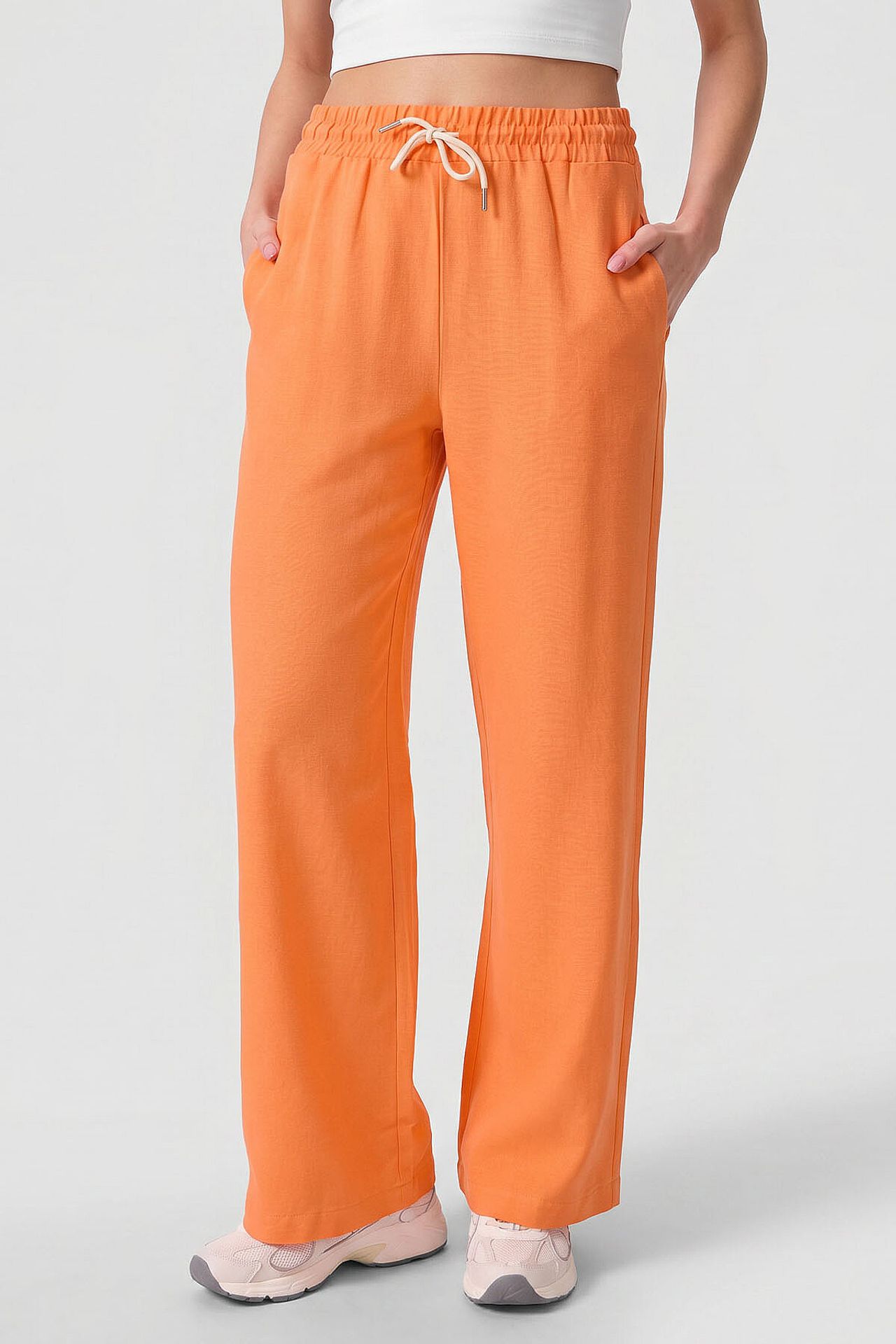TOMMY Mid Waist Palazzo Pants with Drawstring 2
