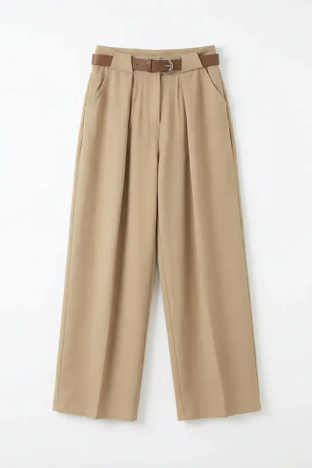 MY FASHION High Waist Pleated Wide Leg Trousers