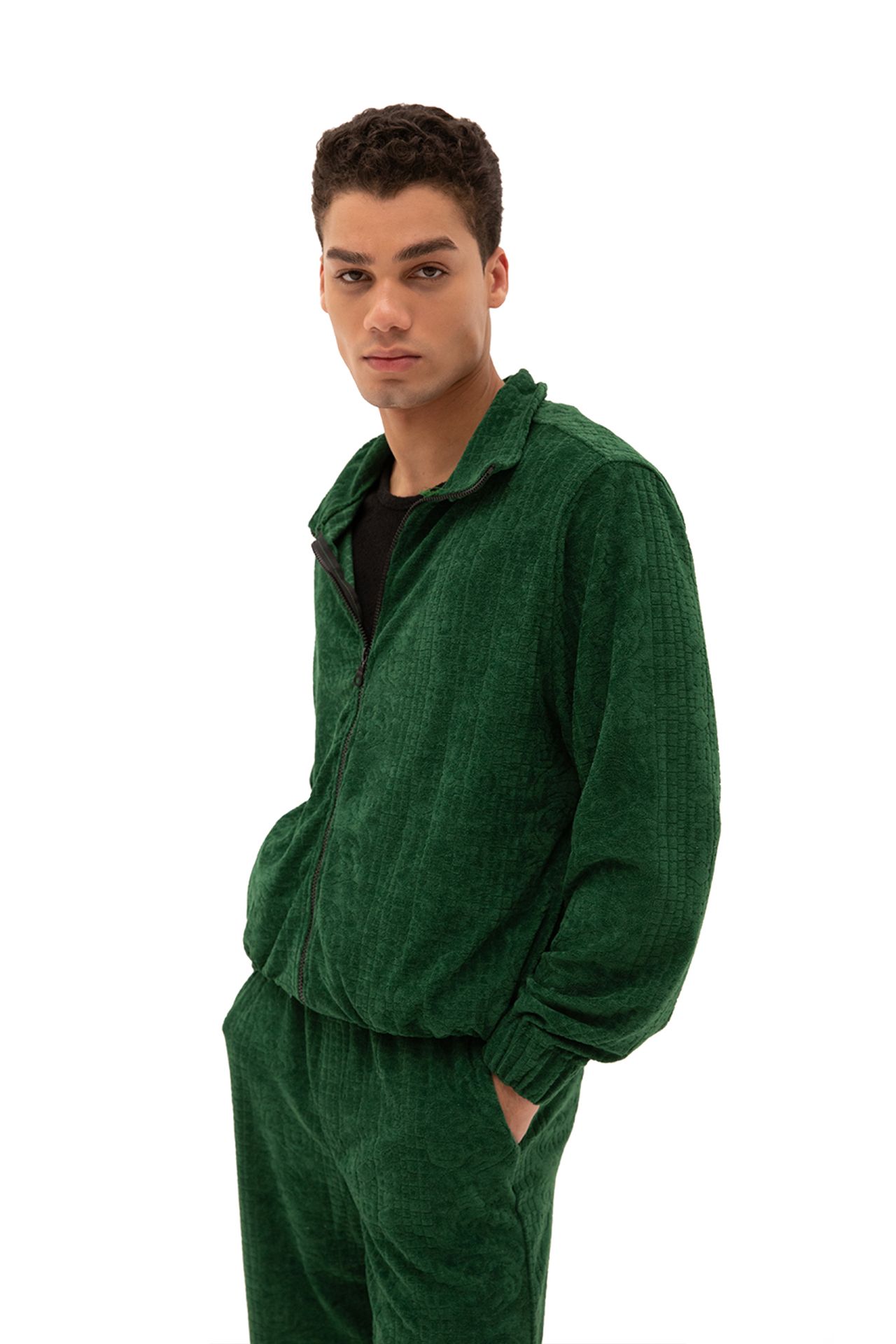 GIESTO Men's velvet zip-front sweatshirt 2