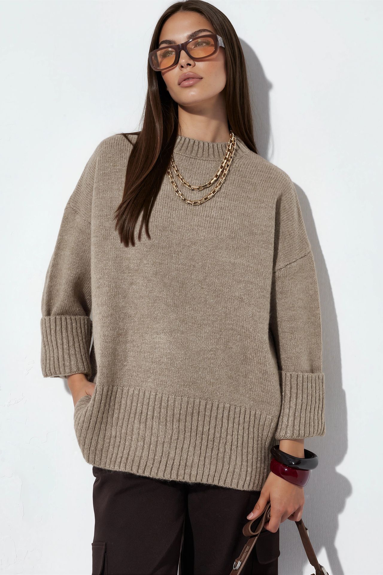 VIORNA Düz Bisiklet Yaka Sweatshirt 1