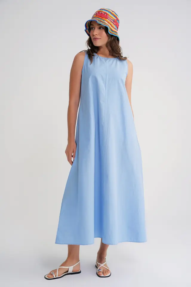 MIXRAY Maxi poplin dress with pockets