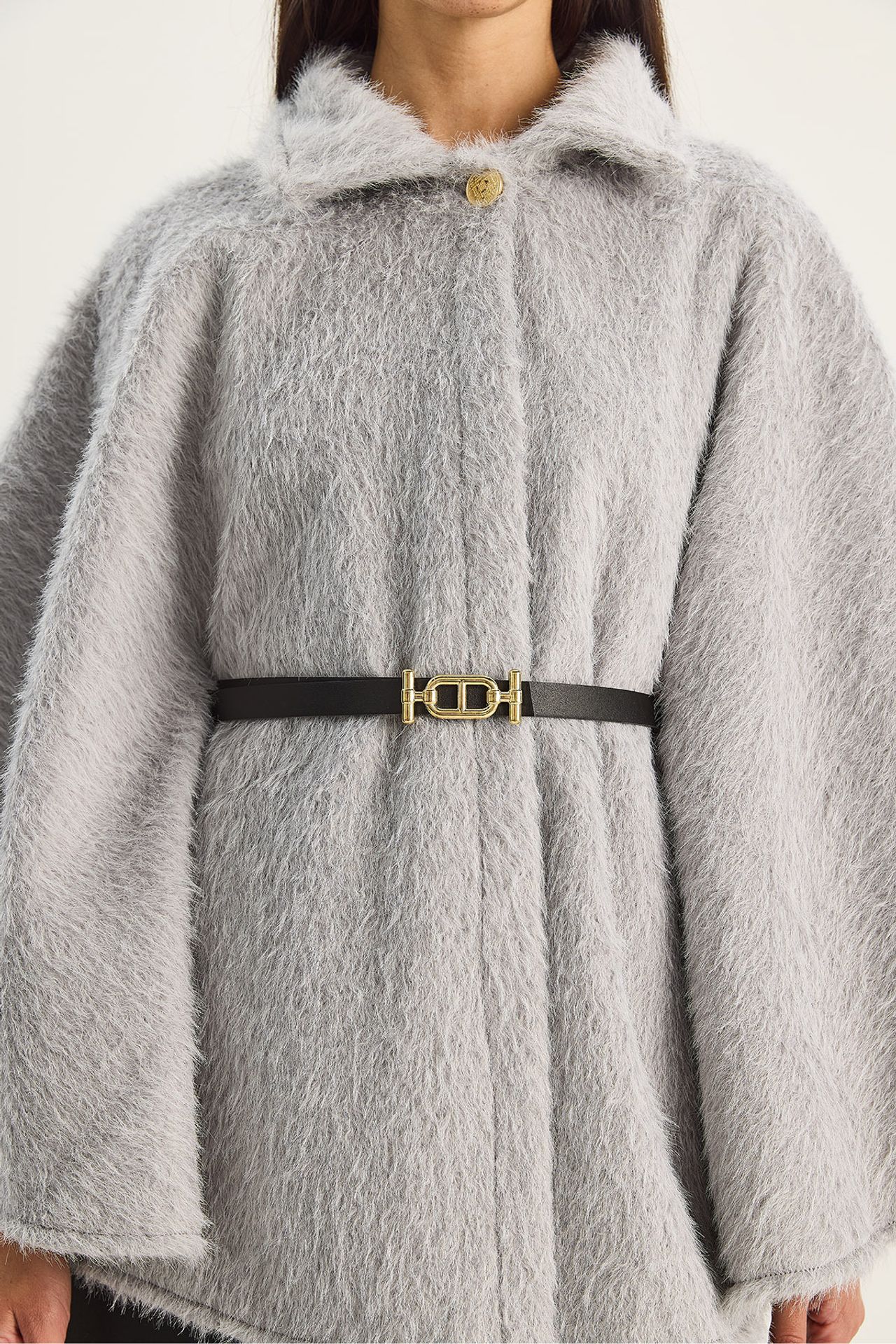 LUCCI Textured Oversized Button-Up Overcoat 5