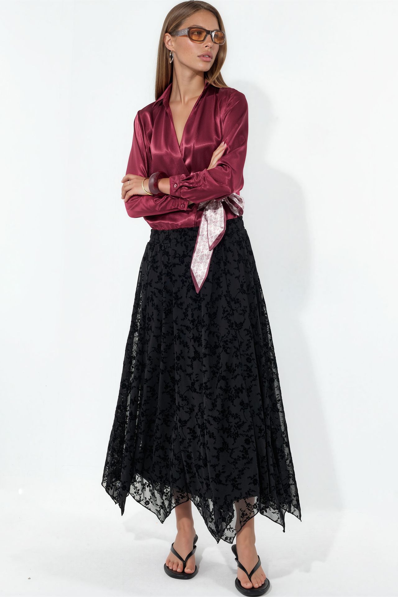 BDART High Waist Floral A-Line Maxi Skirt 4