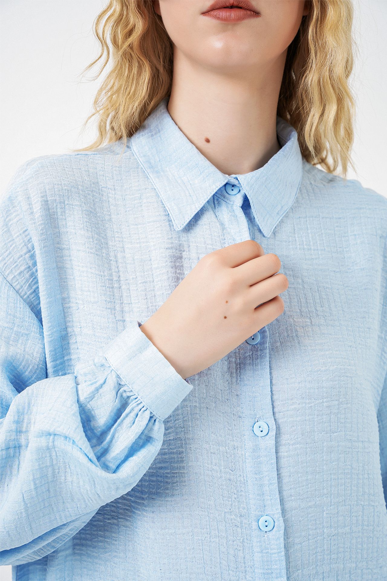 BDART Oversized Textured Long Blouse with Shirt Collar 5