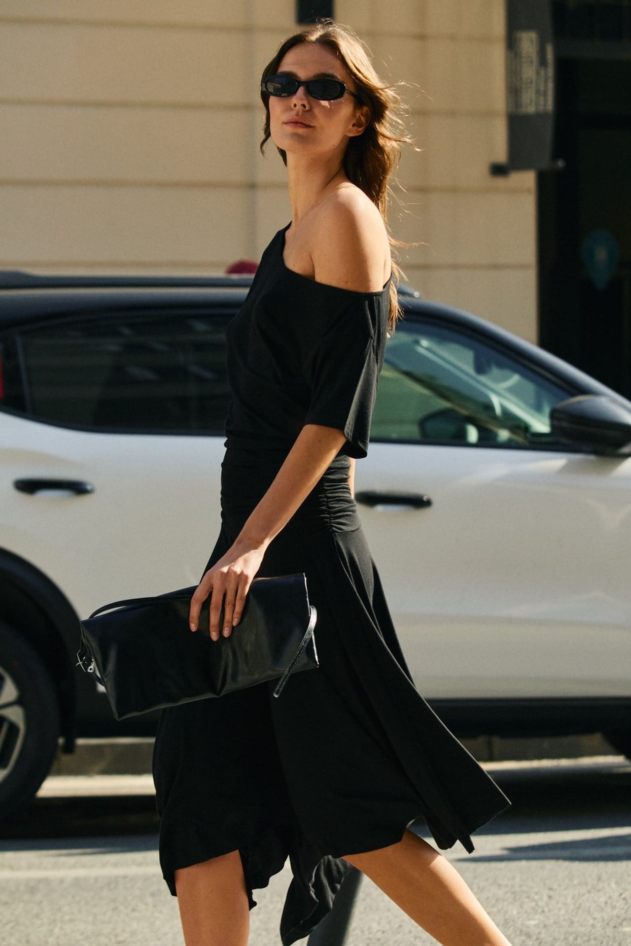 GRIMELANGE One-Shoulder Boat Neck Midi Dress 2