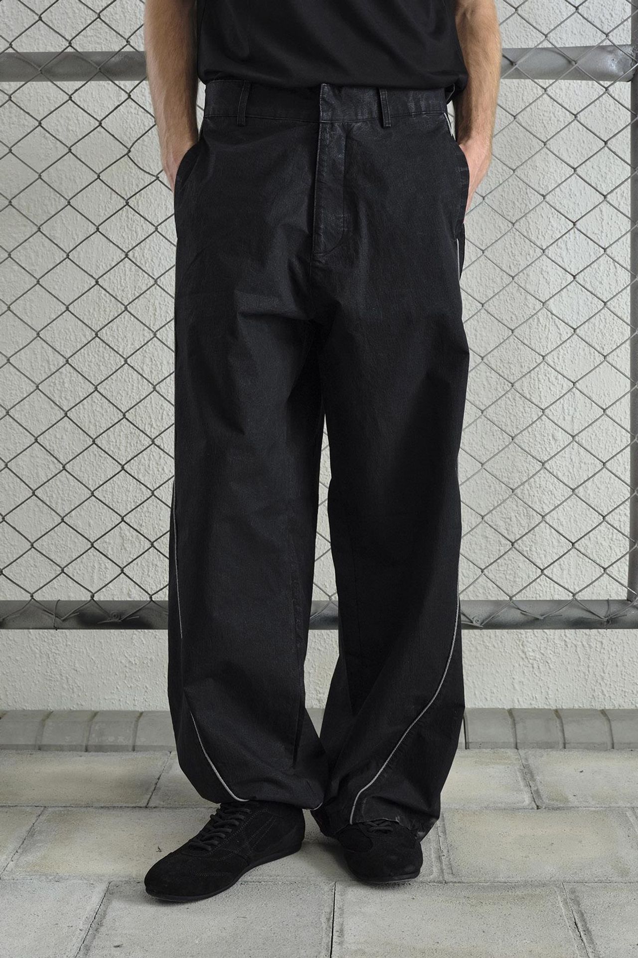 GIESTO Contrast Binding Detailed Baggy Ripstop Pants 5