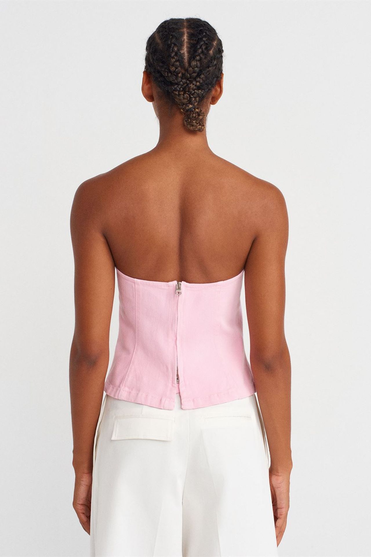 DILVIN Straplez Dar Kesim Peplum Bluz 2