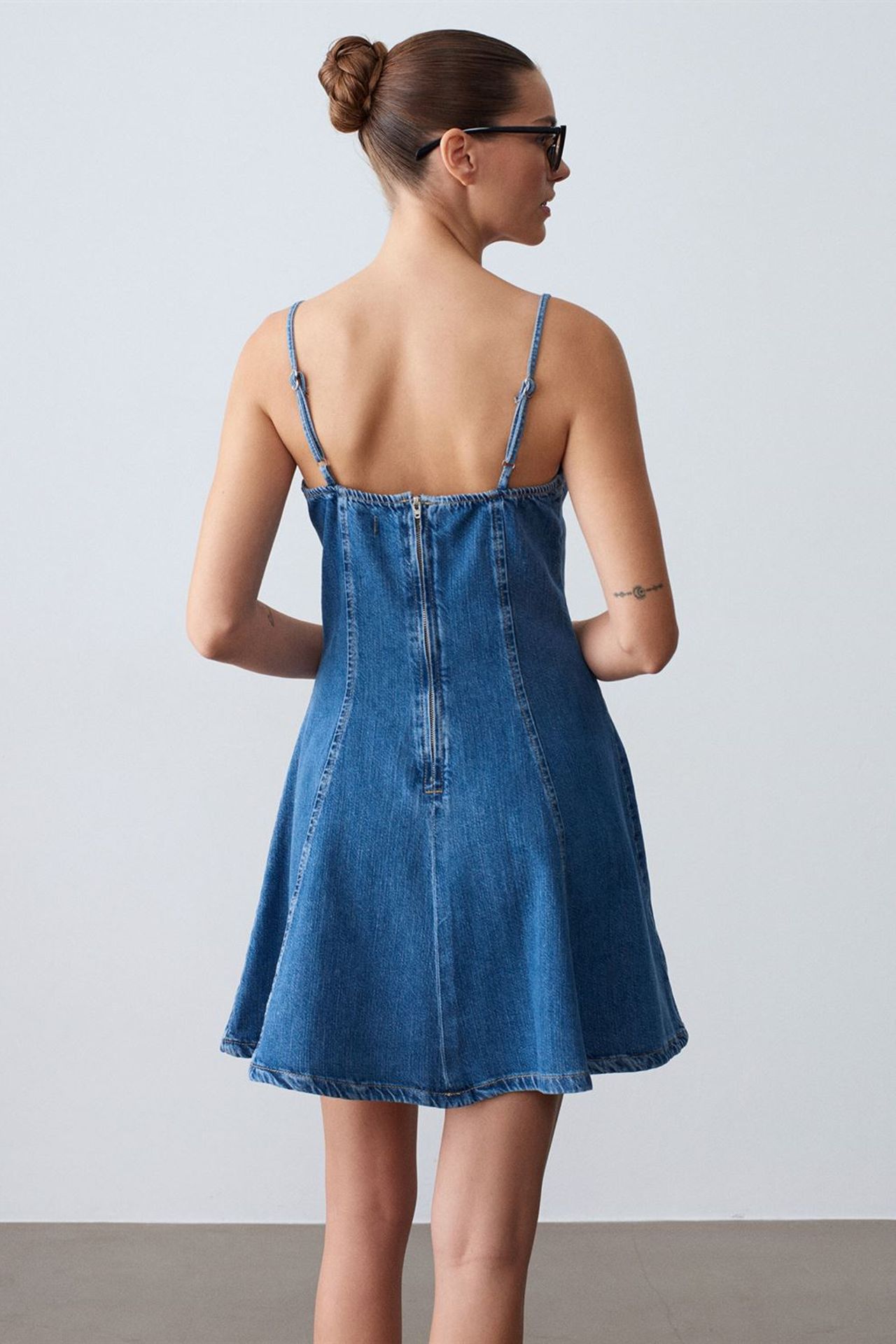 DILVIN Sleeveless A-Line Mini Denim Dress 2