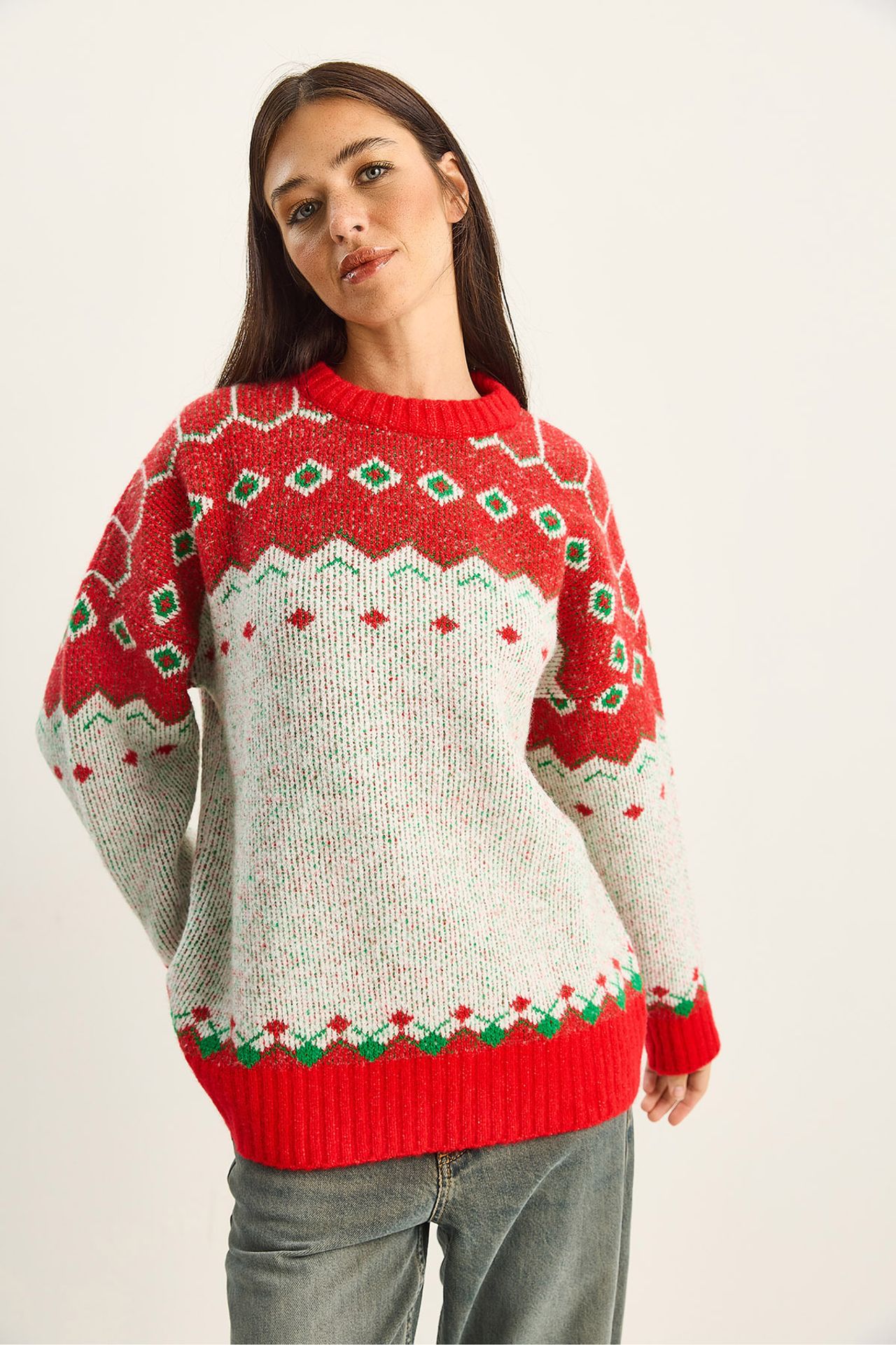 LUCCI Oversized Geometric Knit Sweater 3