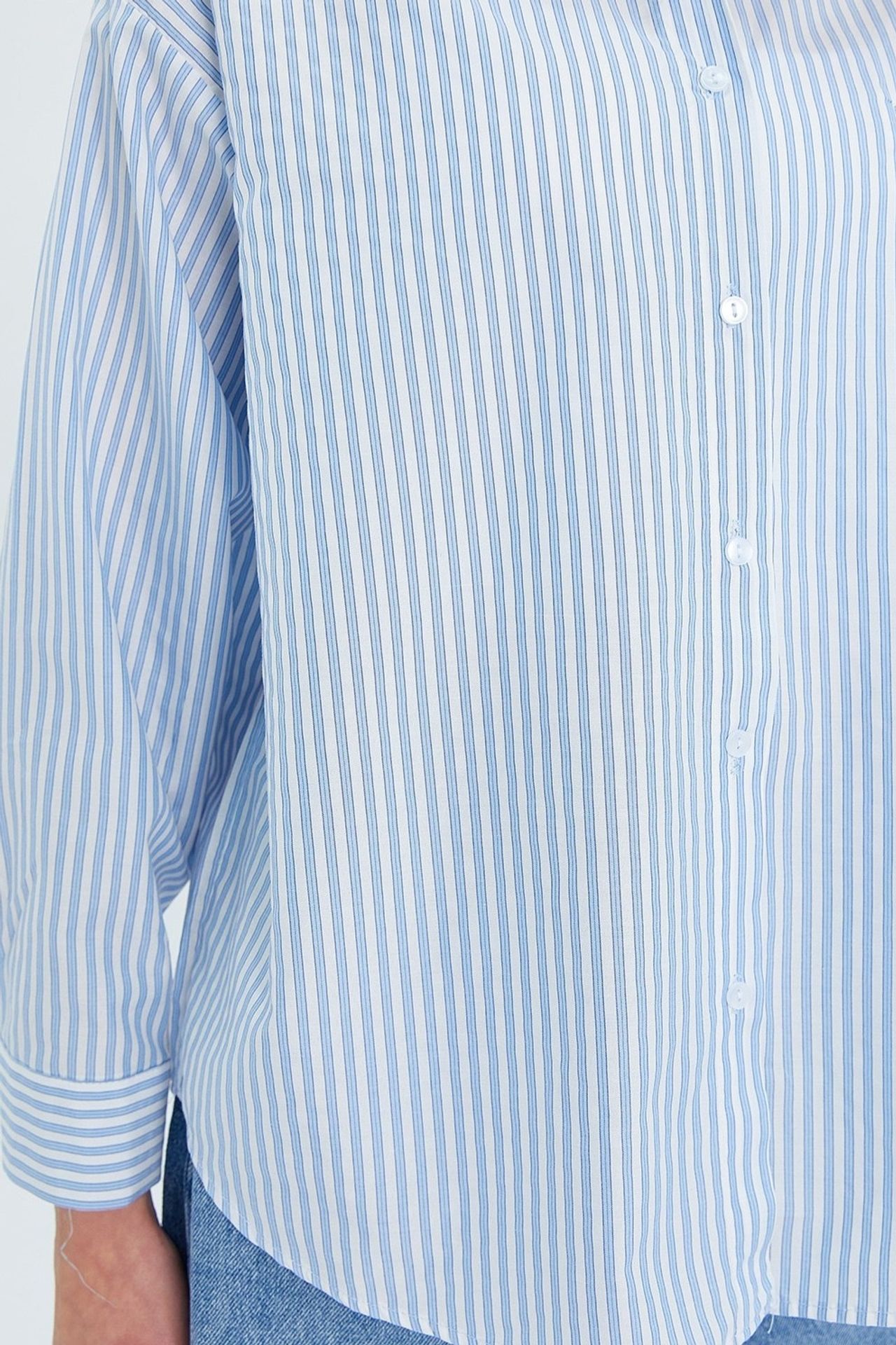 MIXRAY Women's Oversized Striped Shirt 4