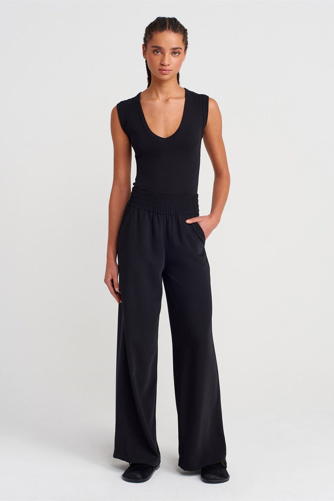 DILVIN Women's Wide-Leg Crepe Trousers 1