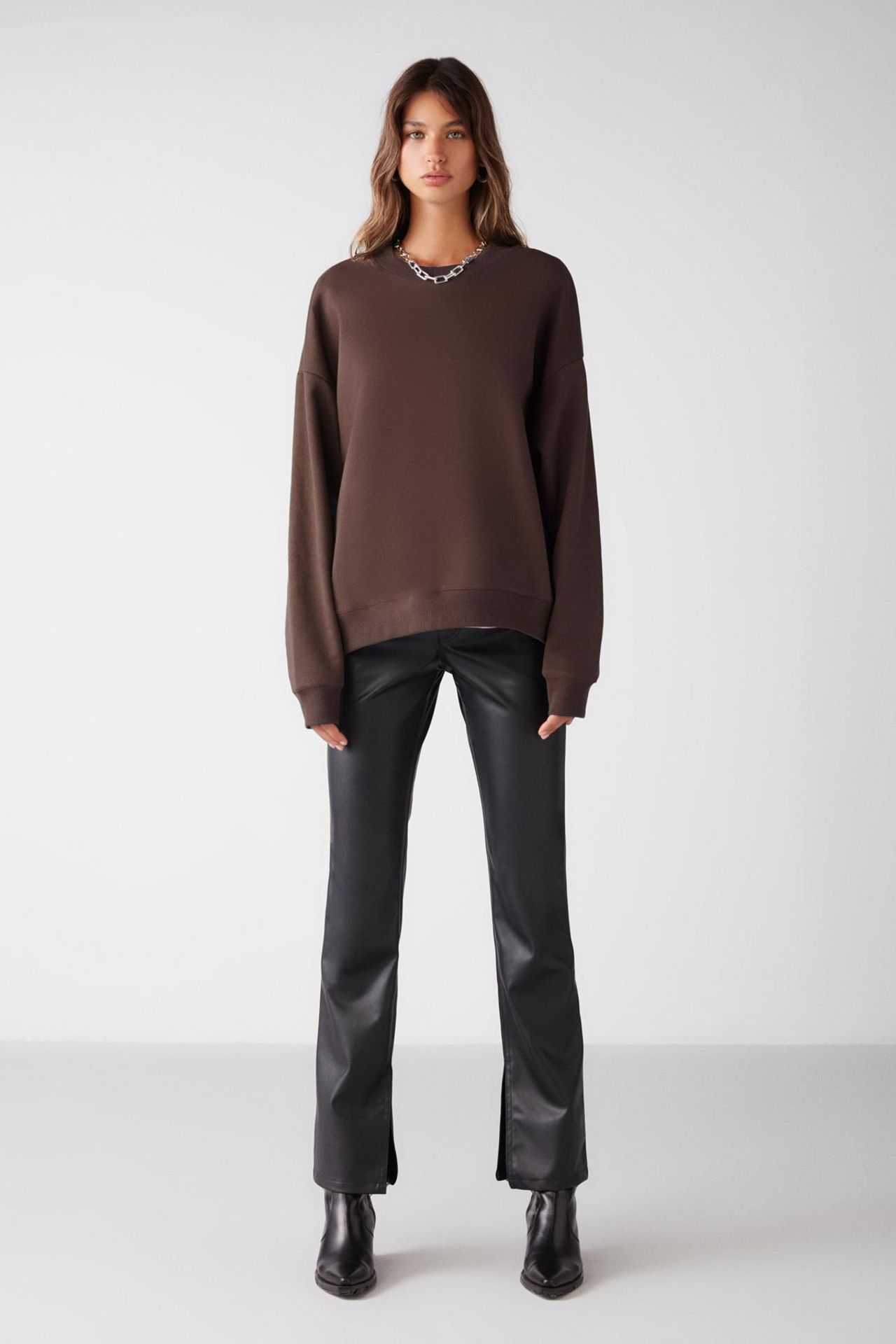 GRIMELANGE Geniş Kesimli Fitilli Bisiklet Yaka Sweatshirt 2