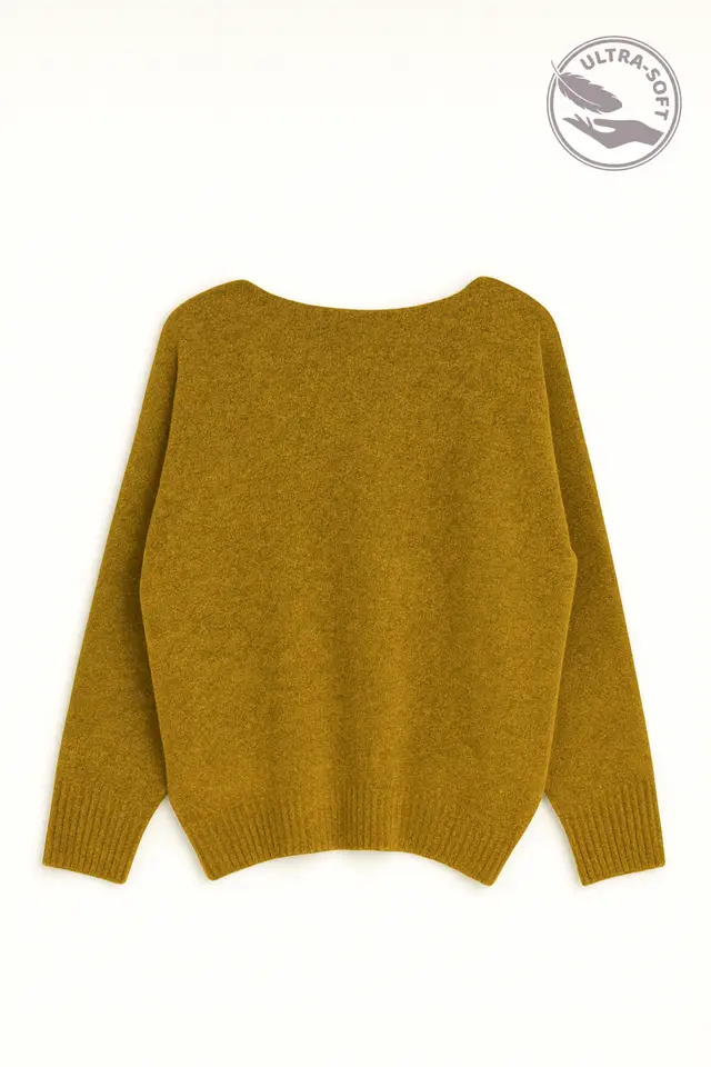 MIXRAY Oversized Boat Neck Knit Sweater