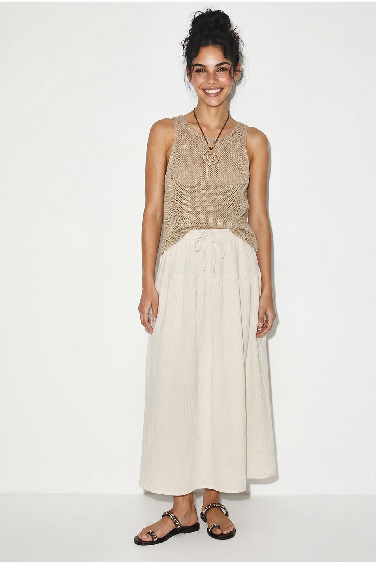LUCCI High-Waist Midi A-Line Skirt 2