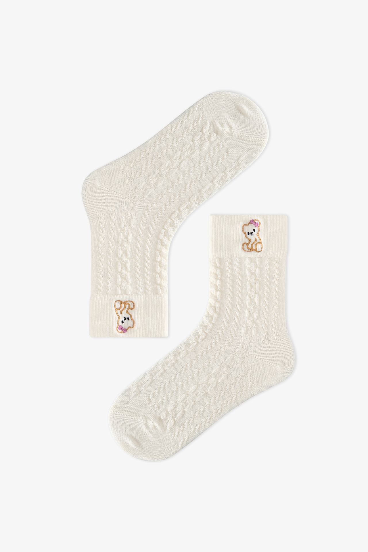 PENTI Girls' Marsmelov Cutie Bear Cotton Pair Crew Socks 2