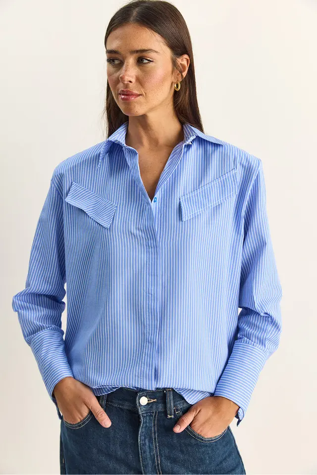 LUCCI Regular Fit Striped Button-Up Shirt with Pocket