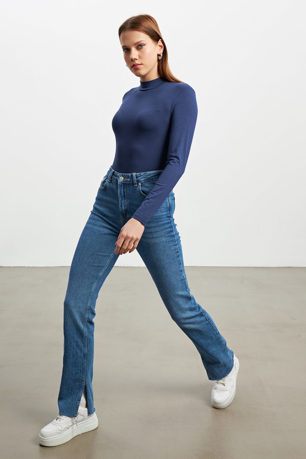 BIPANTOLON Women's Slim Fit Half Turtleneck Bodysuit 5