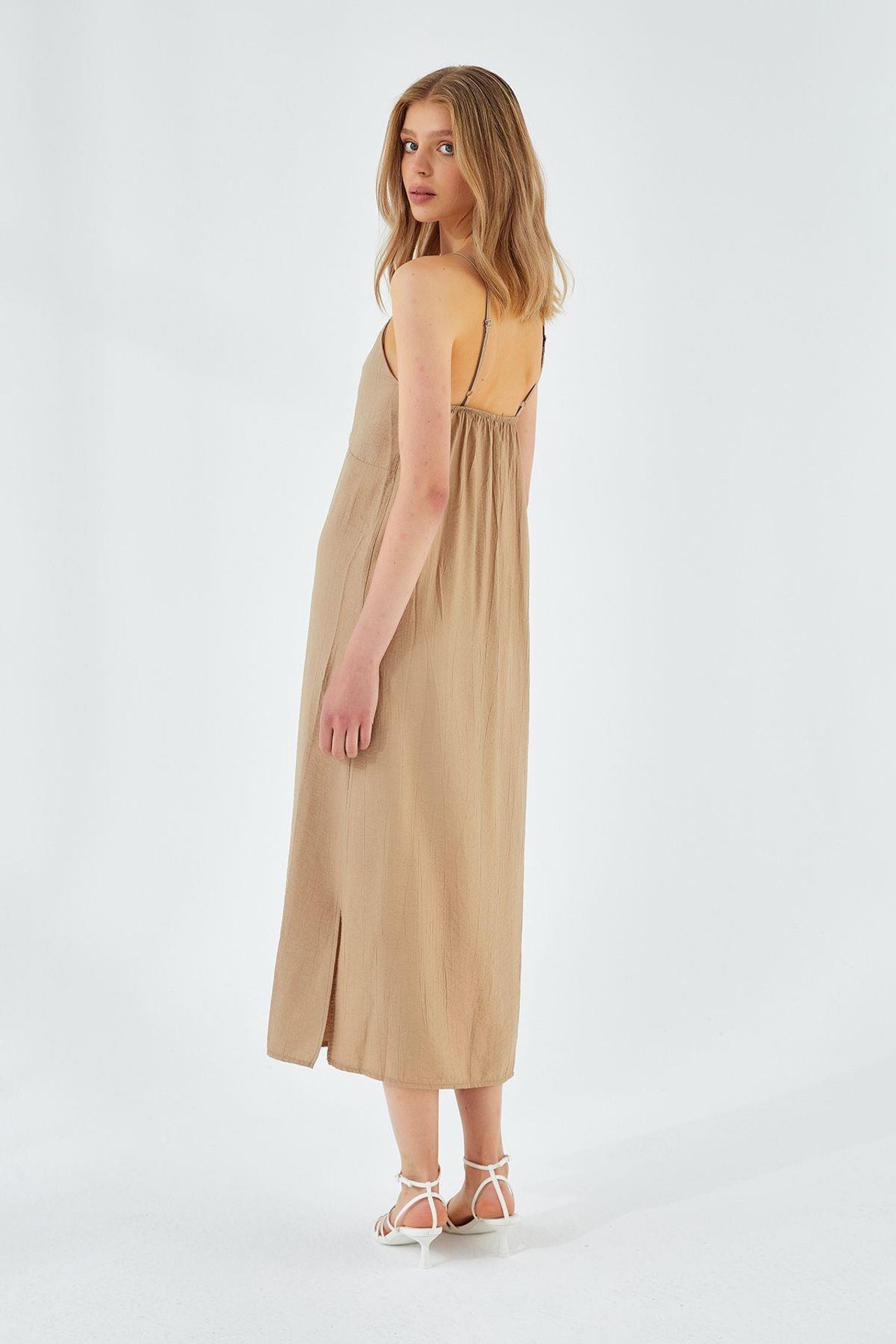 Mixray V-Neck Slit Midi Dress 5