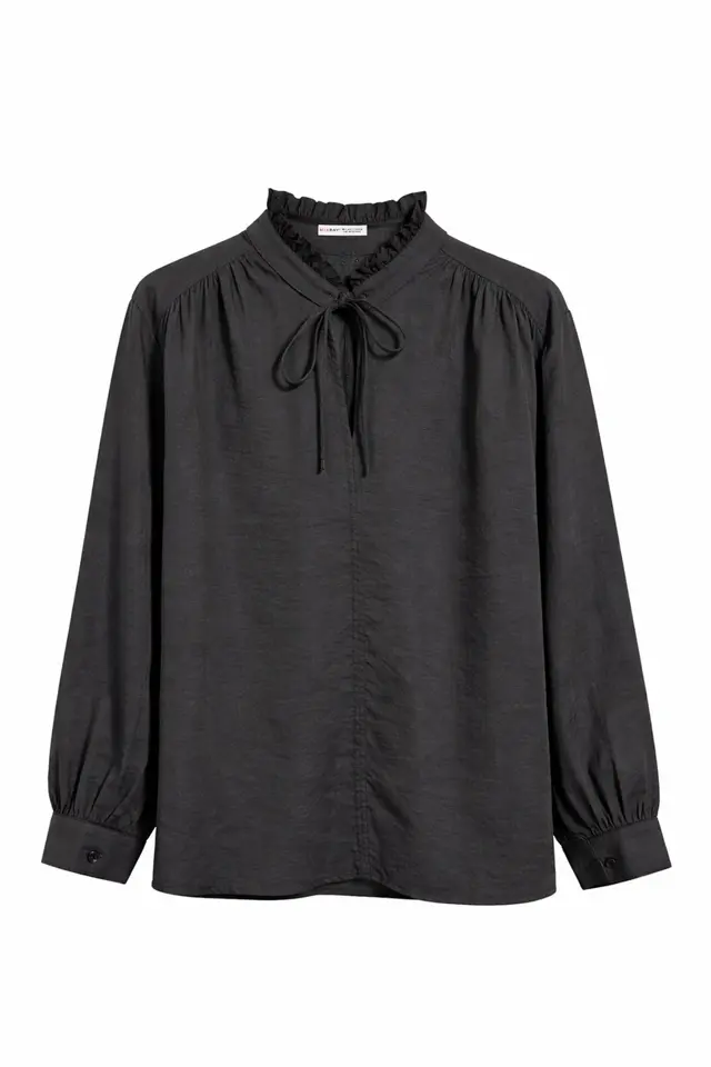 MIXRAY Women's Mandarin Tie Blouse