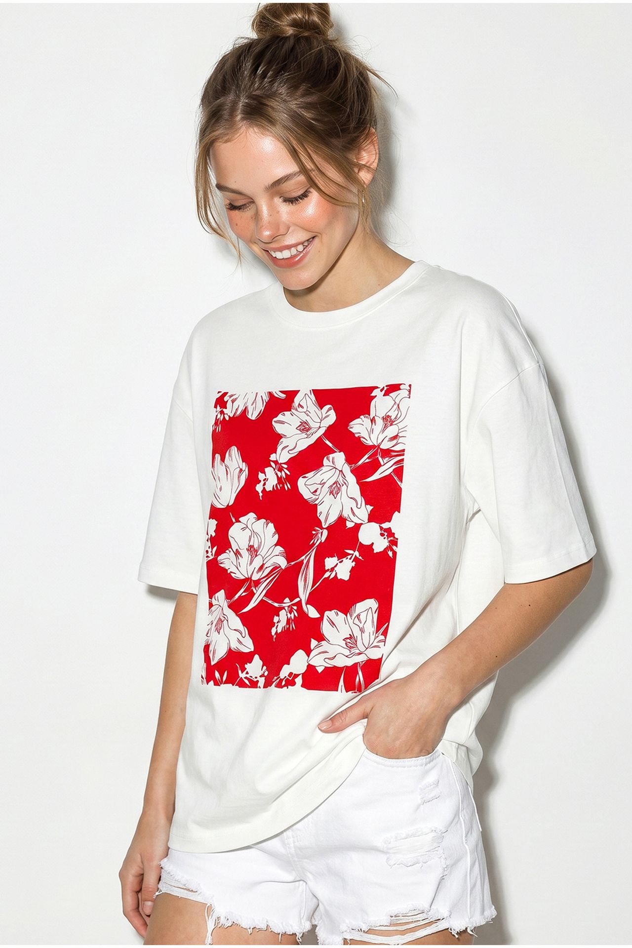 LUCCI Oversized Floral Cotton T-Shirt 3