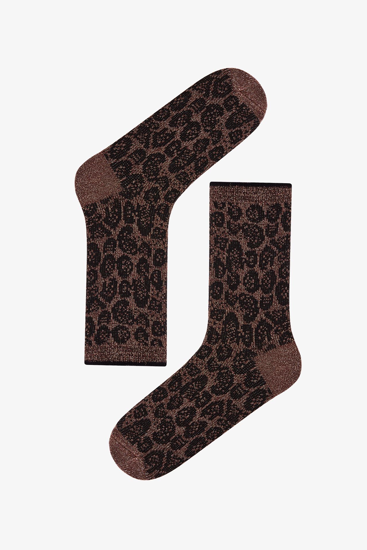 PENTI Shiny Leopard Cotton Lurex Pair Crew Socks 3