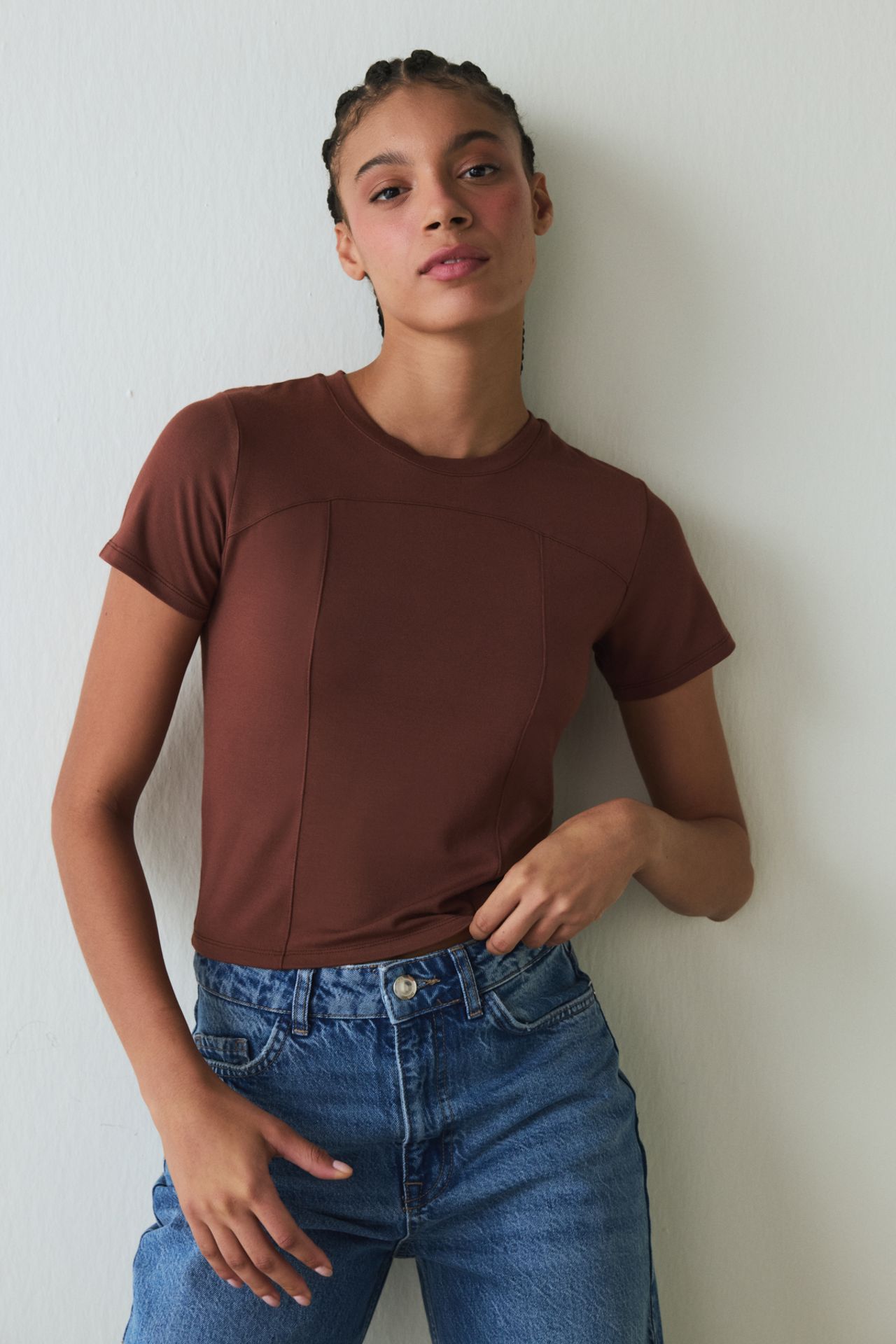 PENTI Crew Neck Short Sleeve Slim Fit Modal T-Shirt 1