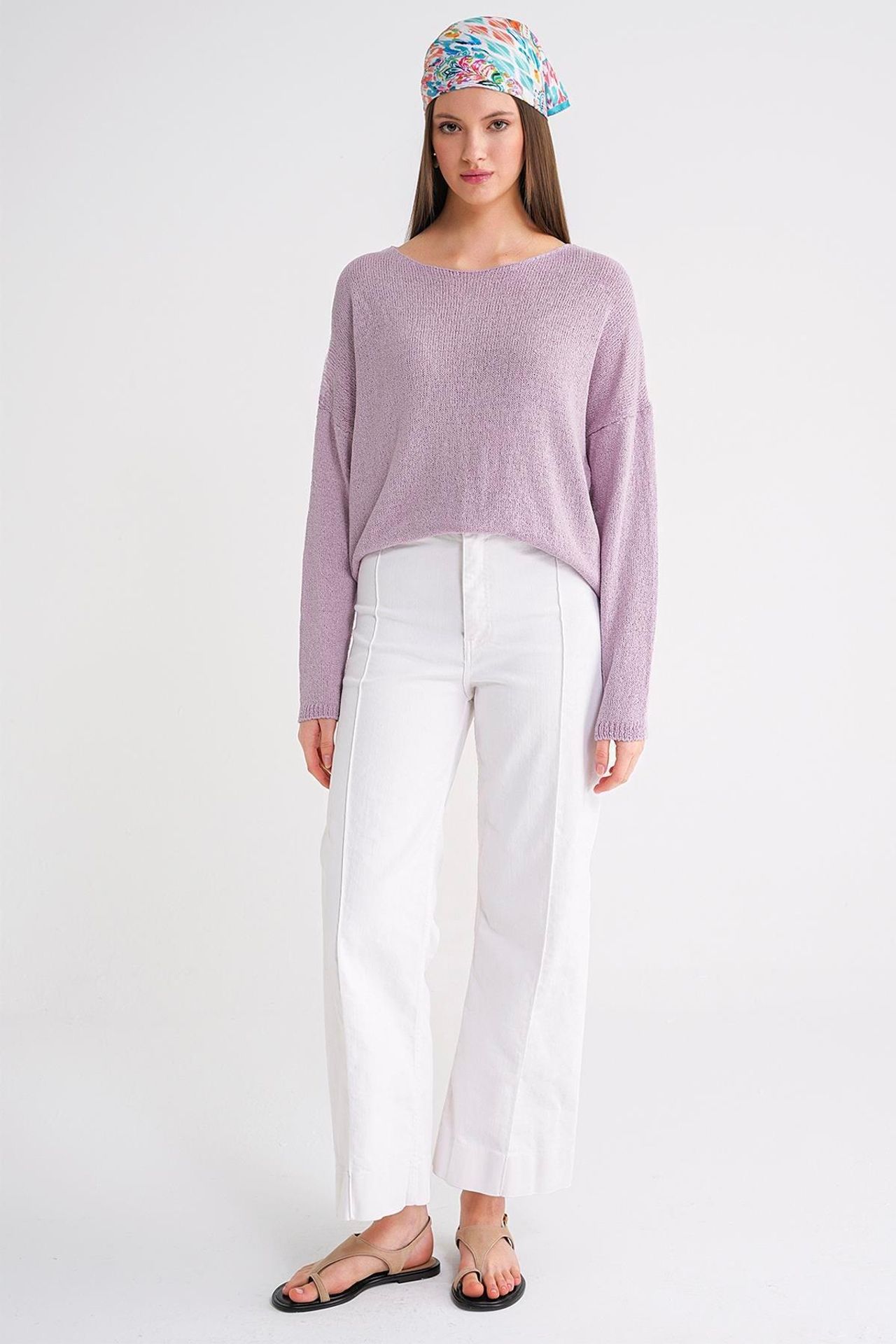 MIXRAY Oversized Boat Neck Knit Sweater 2