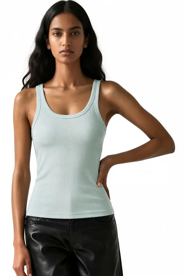 BUSEM Sleeveless Ribbed U Neck Tank Top