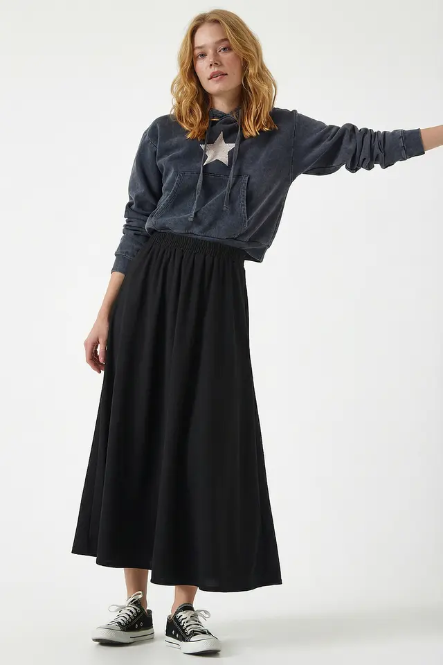 ISTANBUL Elastic Waist Maxi Skirt
