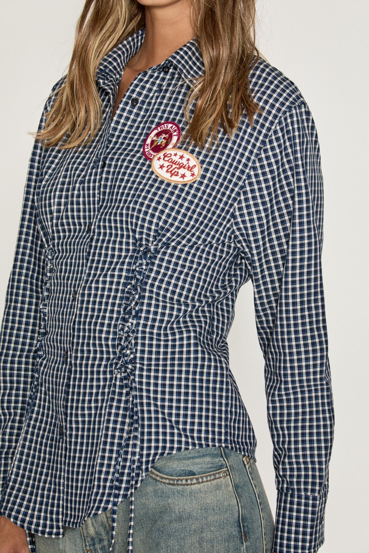 GRIMELANGE Plaid Shirt Collar Shirt 3