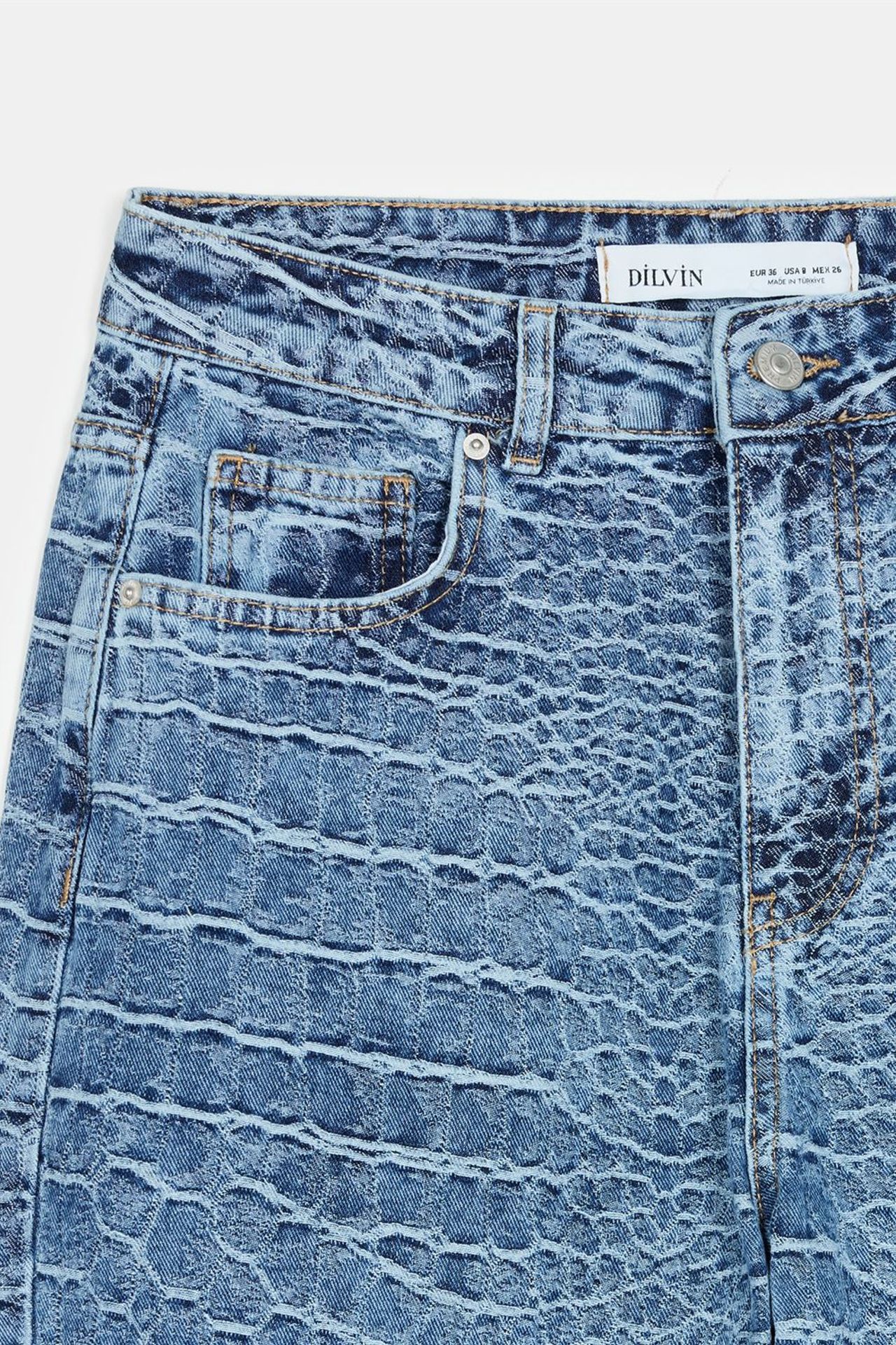 DILVIN Yüksek Bel Düz Paça Dokulu Jean 7