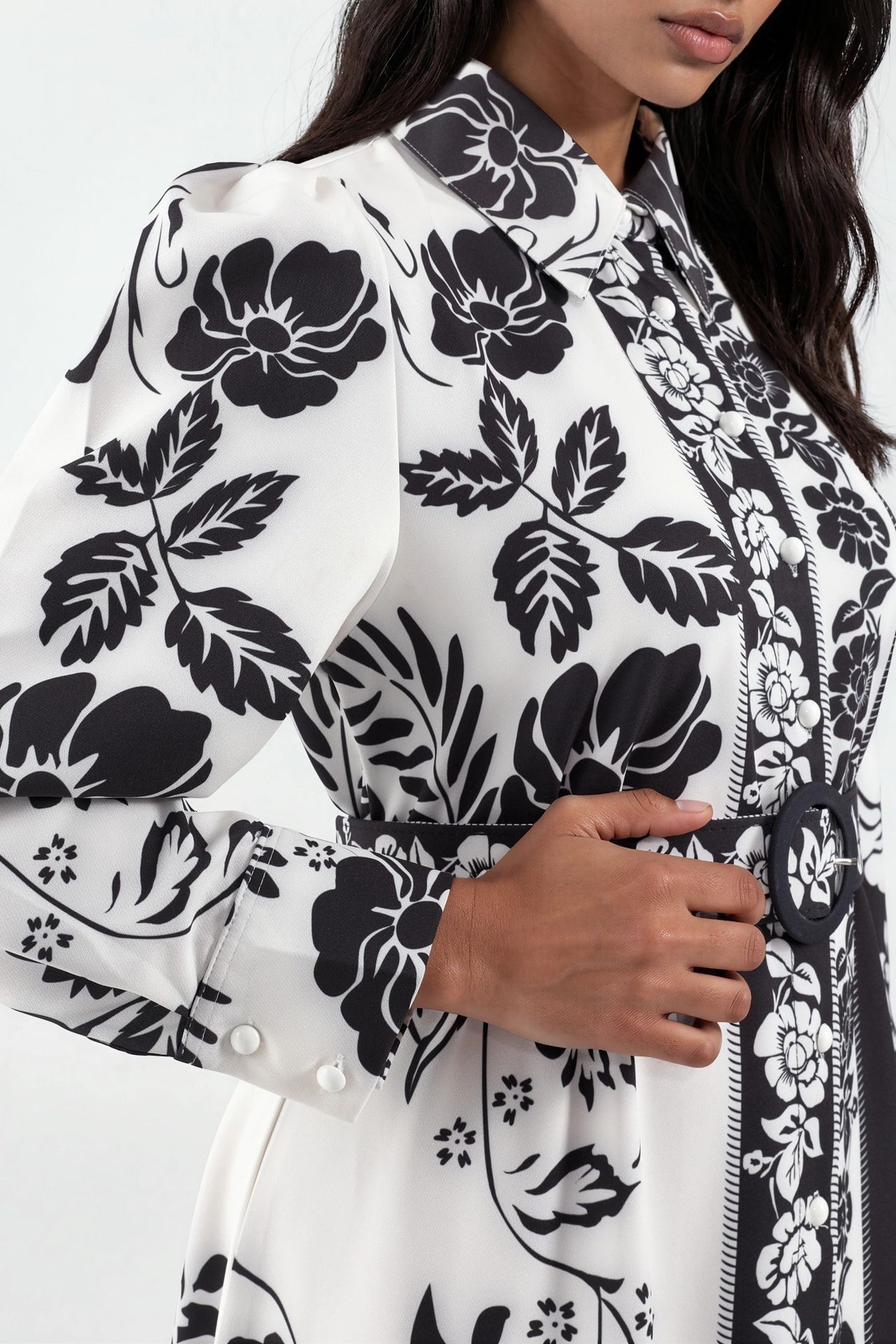 MSN Floral Belted Maxi Shirt Dress 4