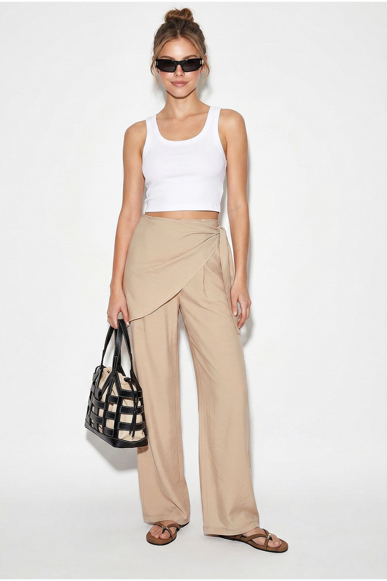 LUCCI High-Waist Wide-Leg Crepe Trousers 2